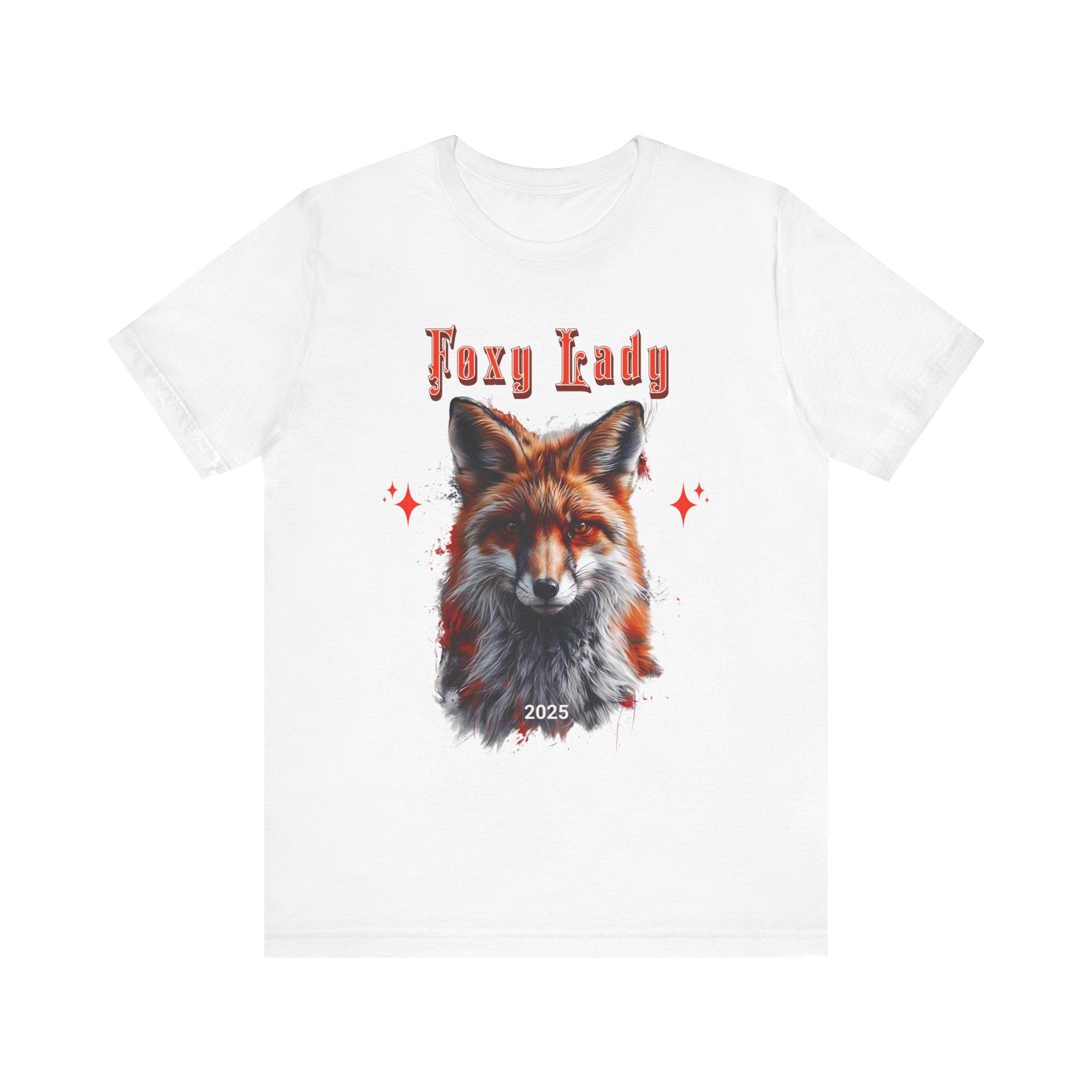 Unisex Jersey Short Sleeve Tee: A beautiful Red Fox with the words foxy lady - Angel Body