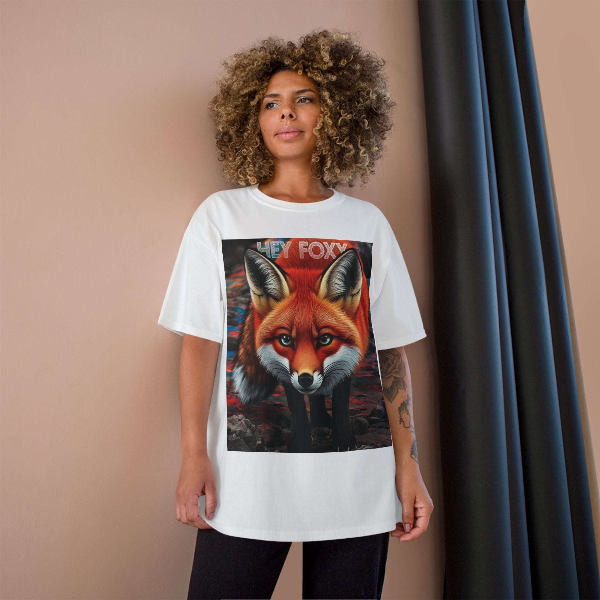 Hey Foxy Champion T-Shirt – Cute Fox Graphic Tee for Nature Lovers - Angel Body