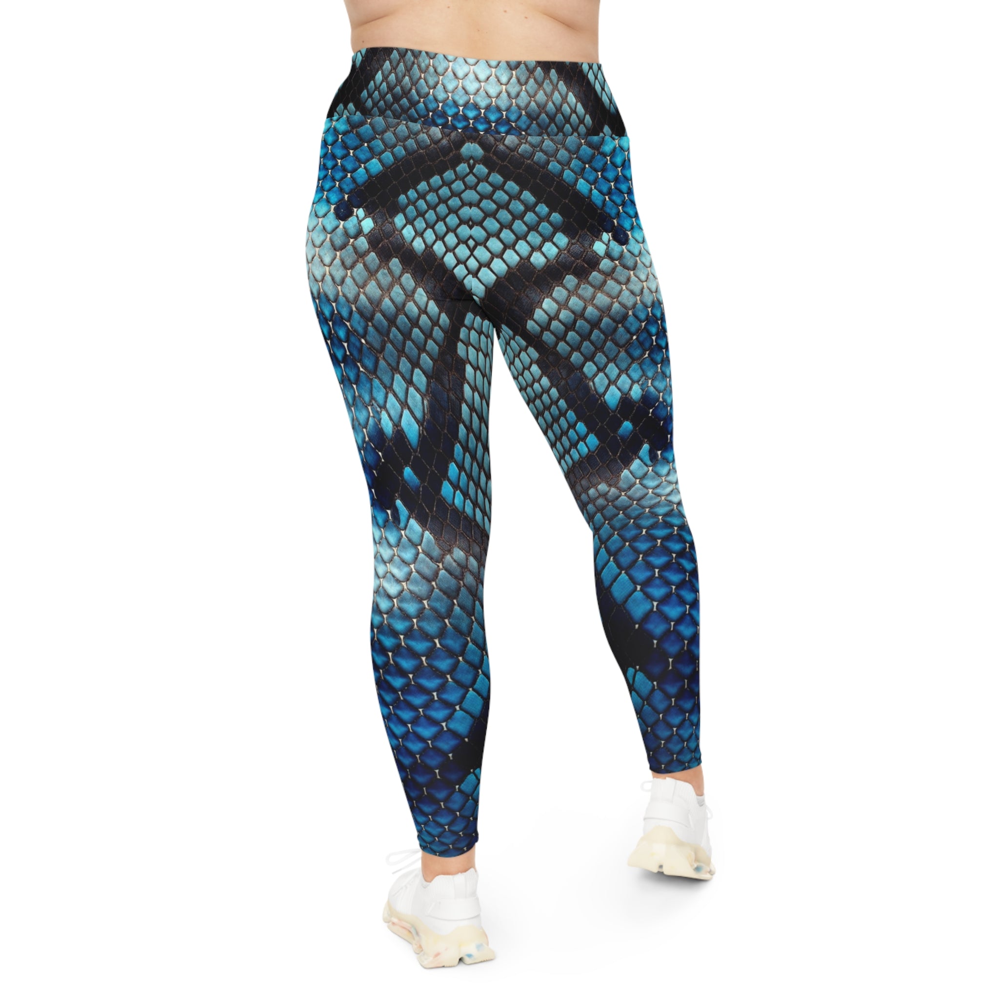 Woman's Plus Size blue Snake Print Leggings - Stylish Comfort for Every Occasion - Angel Body