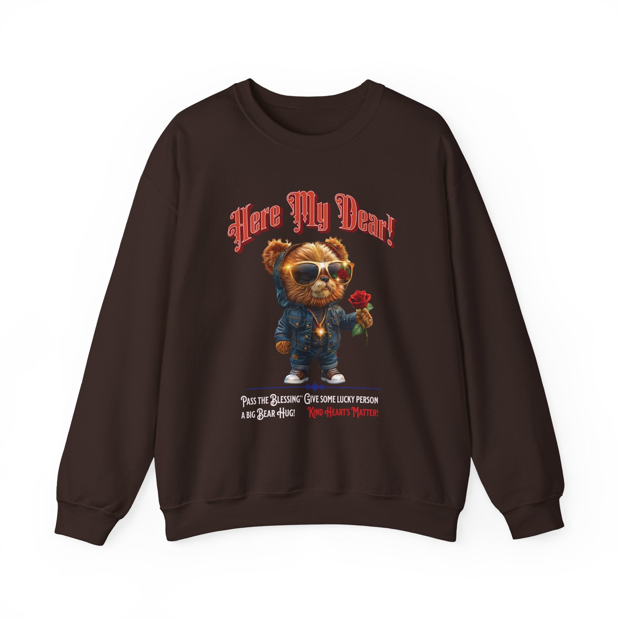 Here My Dear! Unisex Heavy Blend™ Crewneck Sweatshirt - Cozy & Trendy Gift for Animal Lovers - Angel Body