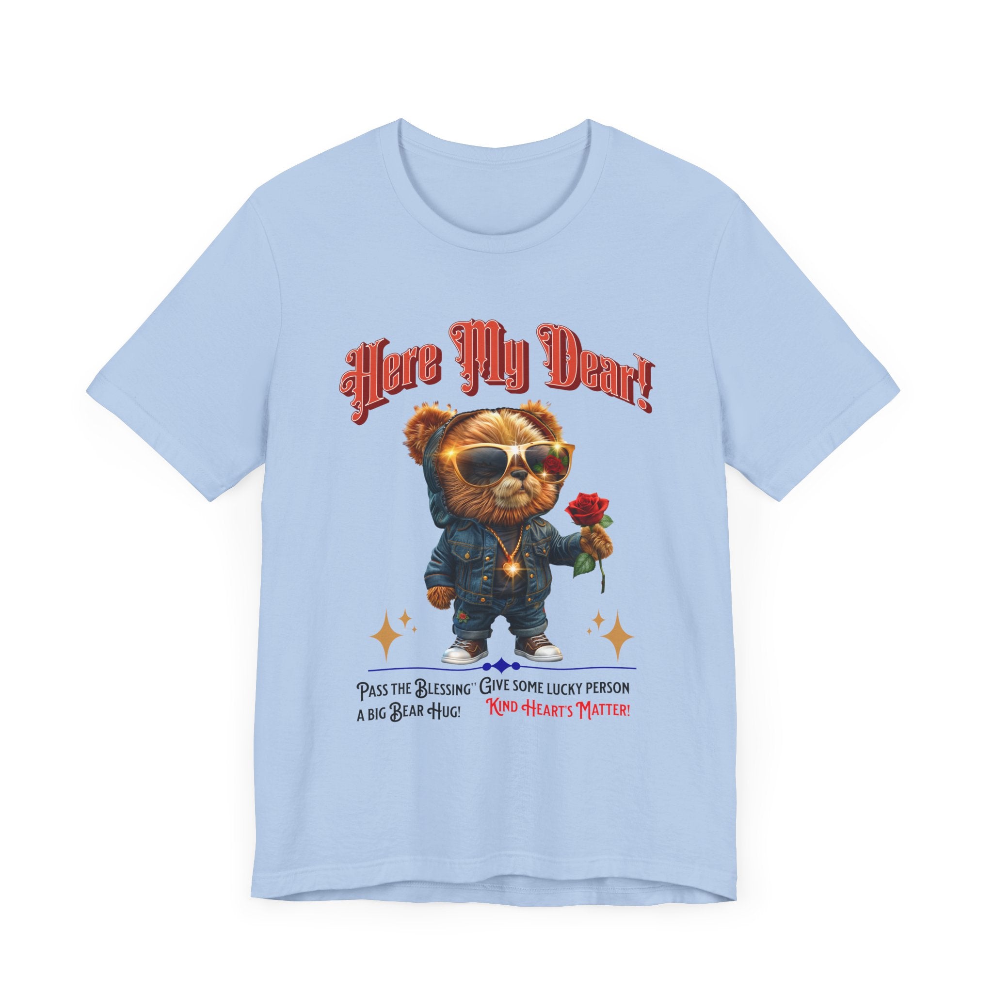 Teddy Bear Red Rose T-Shirt - Fun Cool Unisex Tee - Angel Body