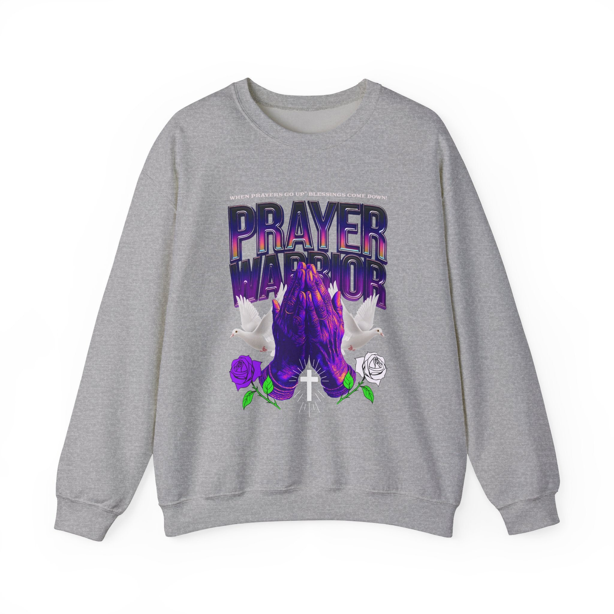 Prayer Warrior Crewneck Sweatshirt - Unisex Heavy Blend™ - Perfect for Spiritual Comfort - Angel Body