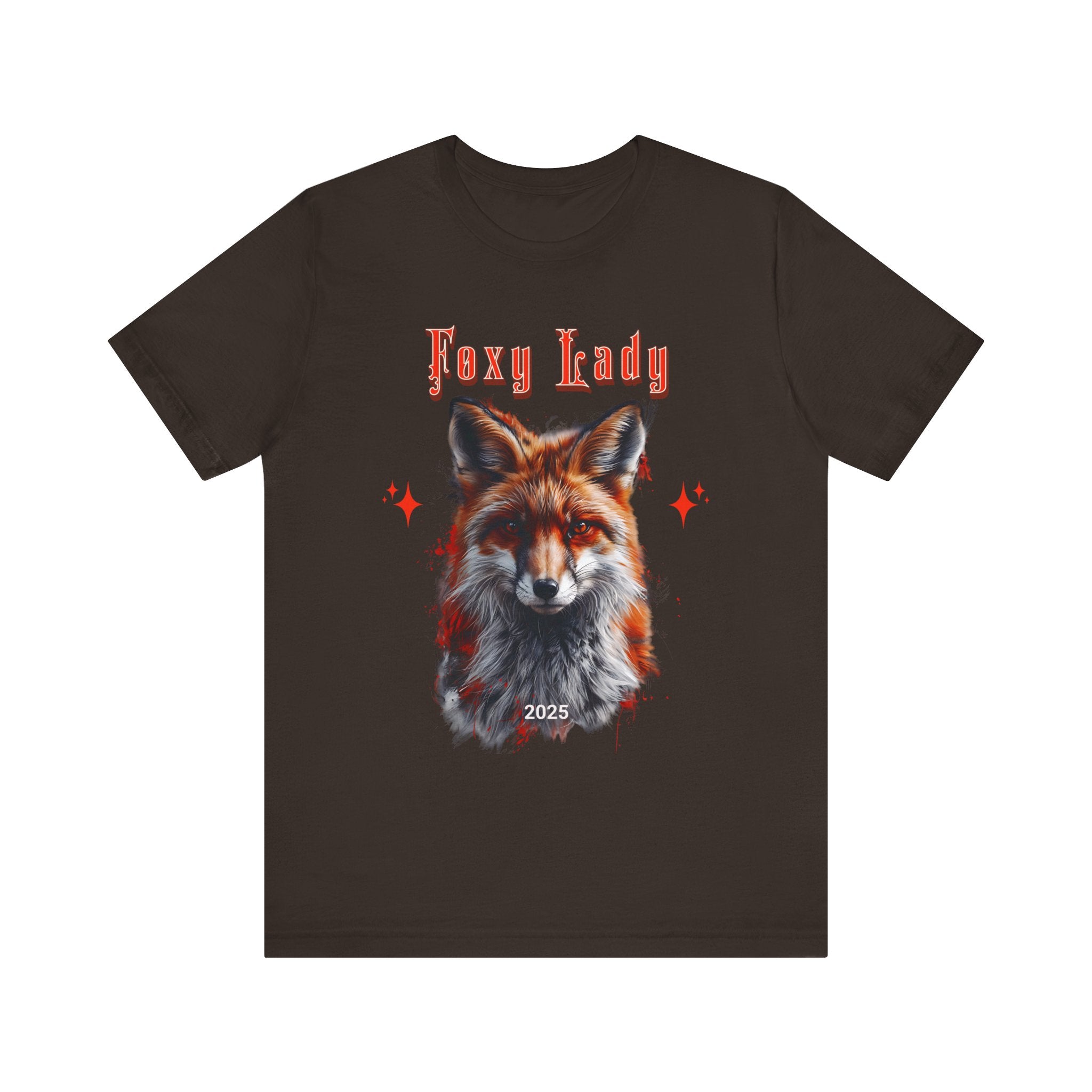 Unisex Jersey Short Sleeve Tee: A beautiful Red Fox with the words foxy lady - Angel Body