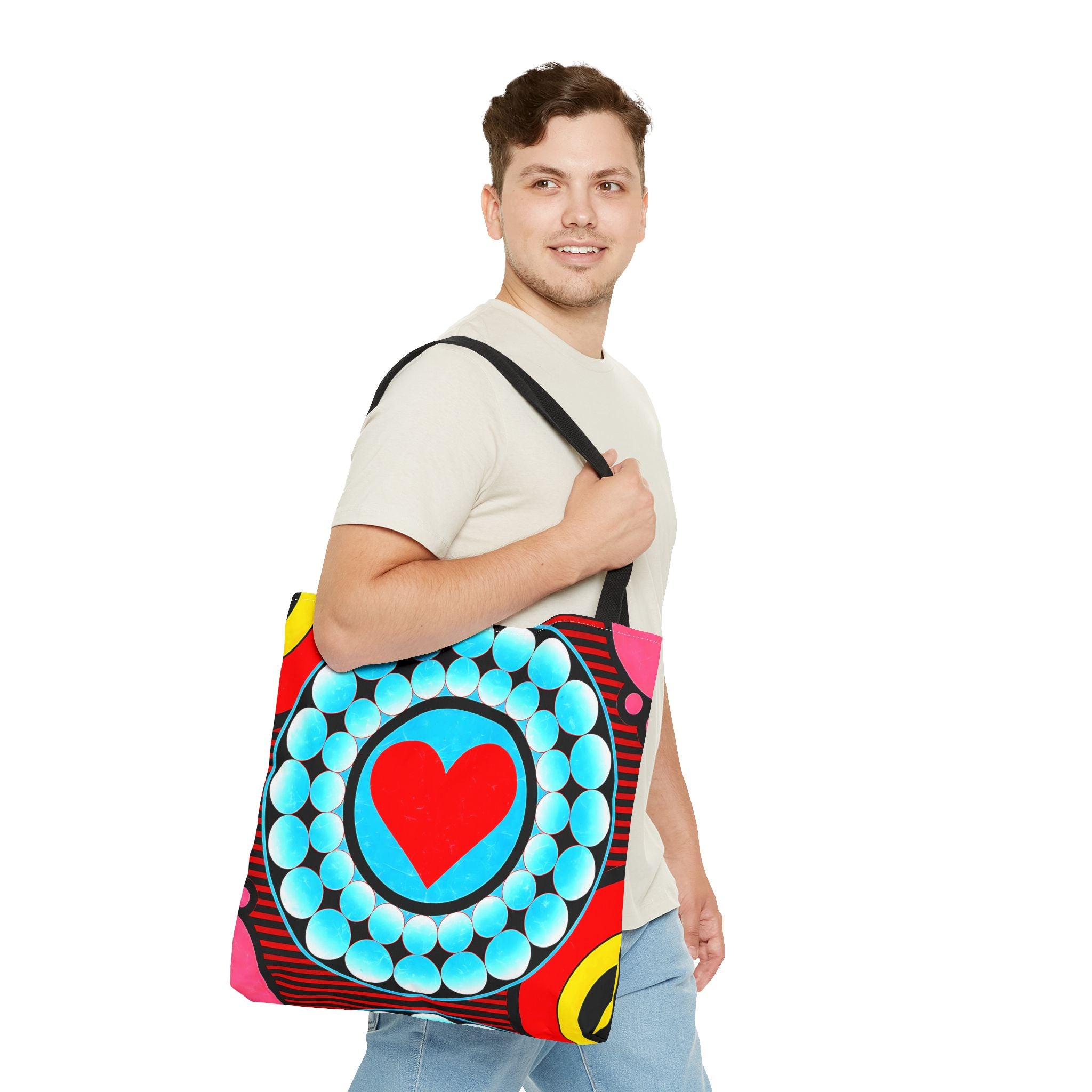 Colorful Heart Pattern Tote Bag - Perfect for Love and Festivals - Angel Body