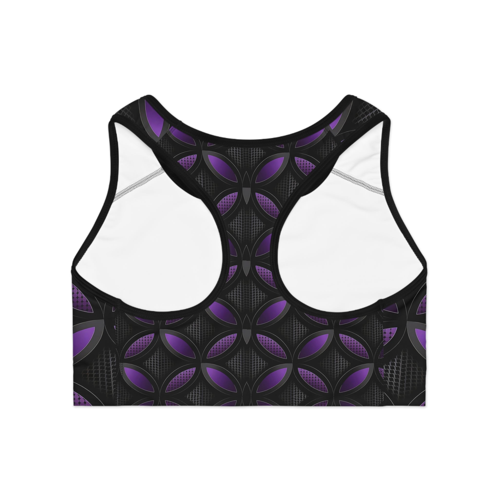 Stylish Black and Purple Sports Bra for Active Lifestyle