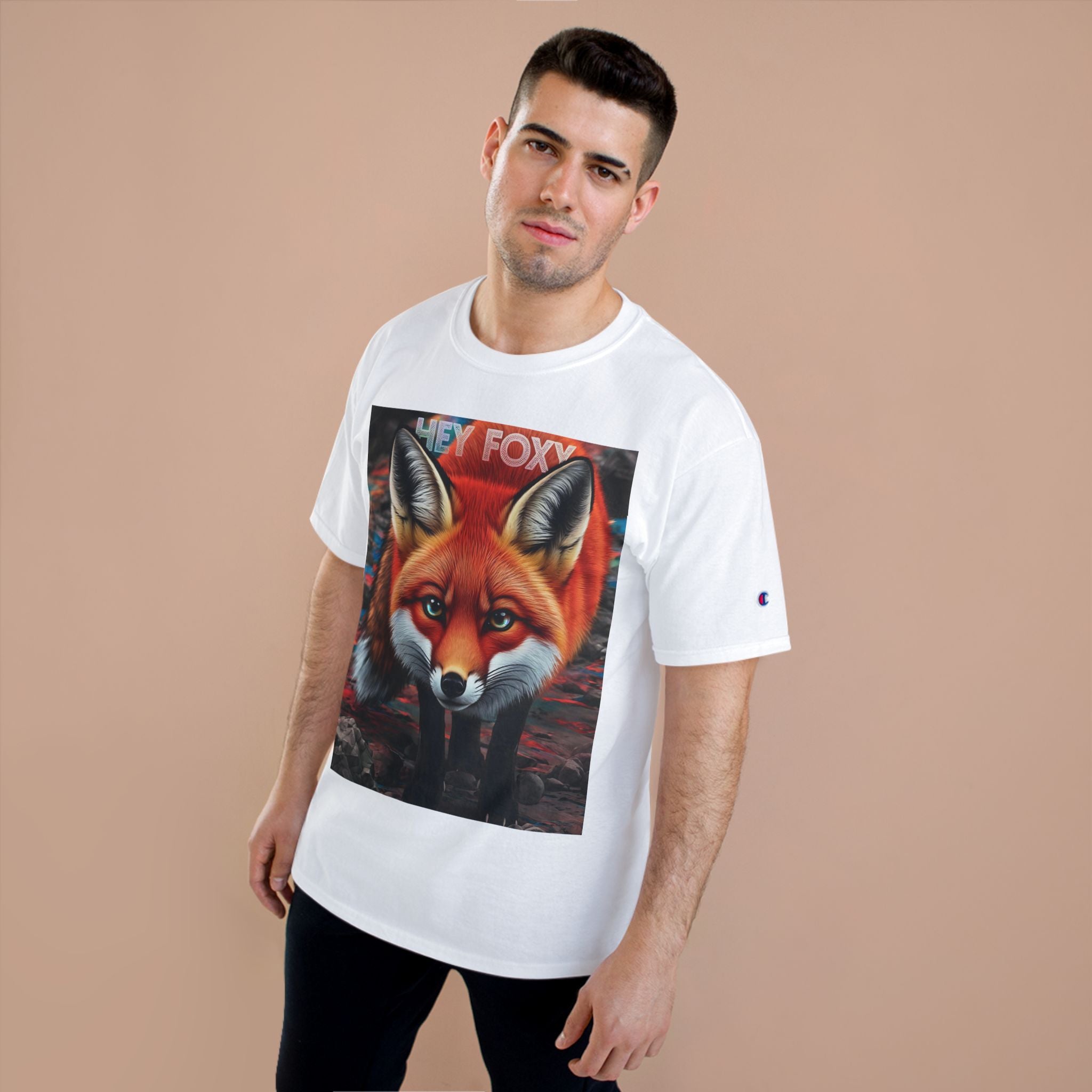 Hey Foxy Champion T-Shirt – Cute Fox Graphic Tee for Nature Lovers - Angel Body