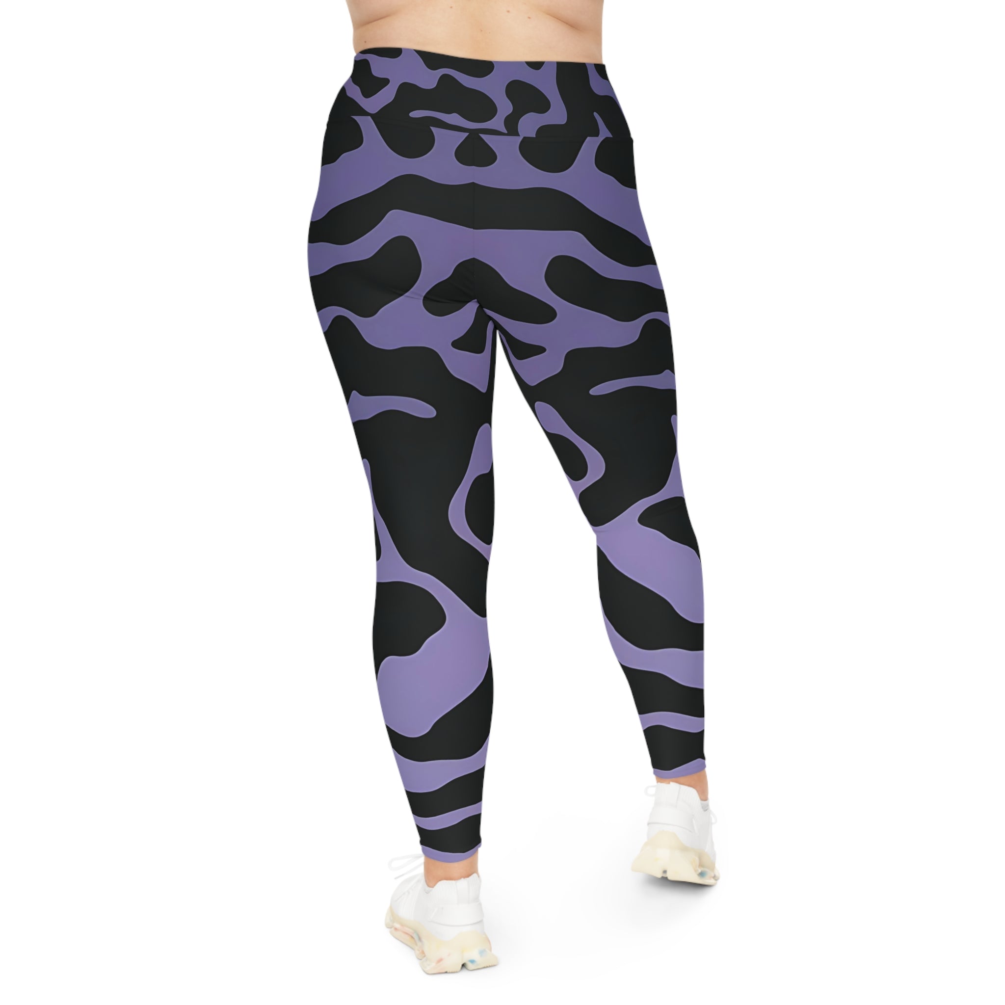 New Custom design Size Leggings purple and black camouflage style (AOP) very fun look - Angel Body
