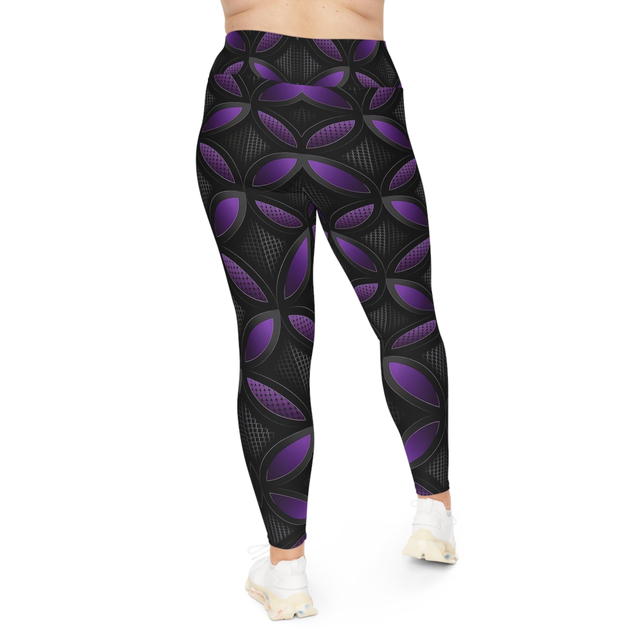 Stylish Plus Size Leggings with Purple Floral Pattern