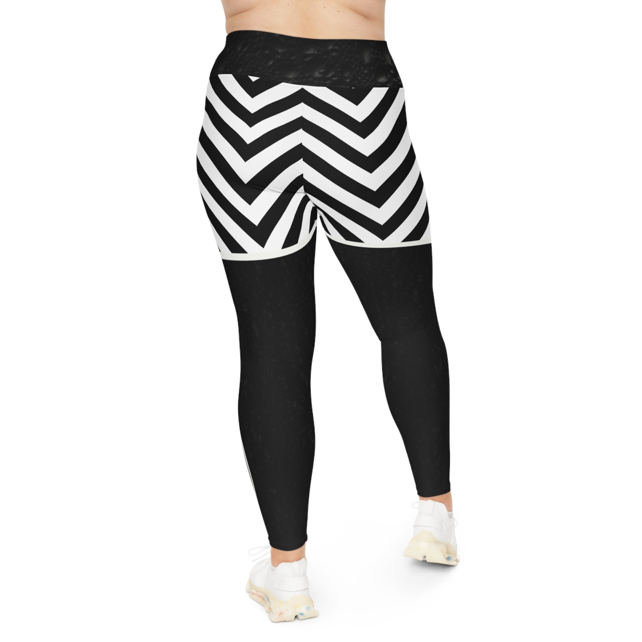 Woman's Chic Plus Size Chevron Leggings - Stylish Comfort for Any Occasion - Angel Body
