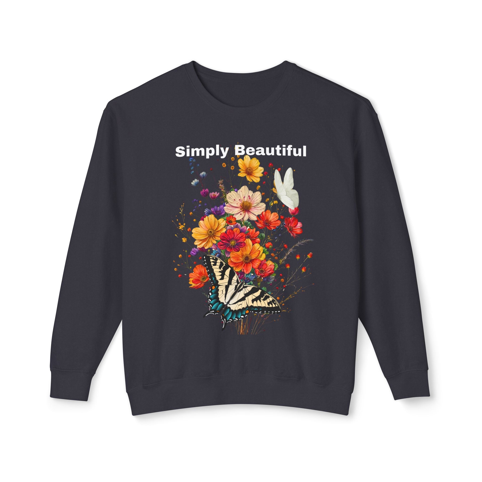 Unisex Lightweight Crewneck Sweatshirt That says Simply Beautiful - Angel Body