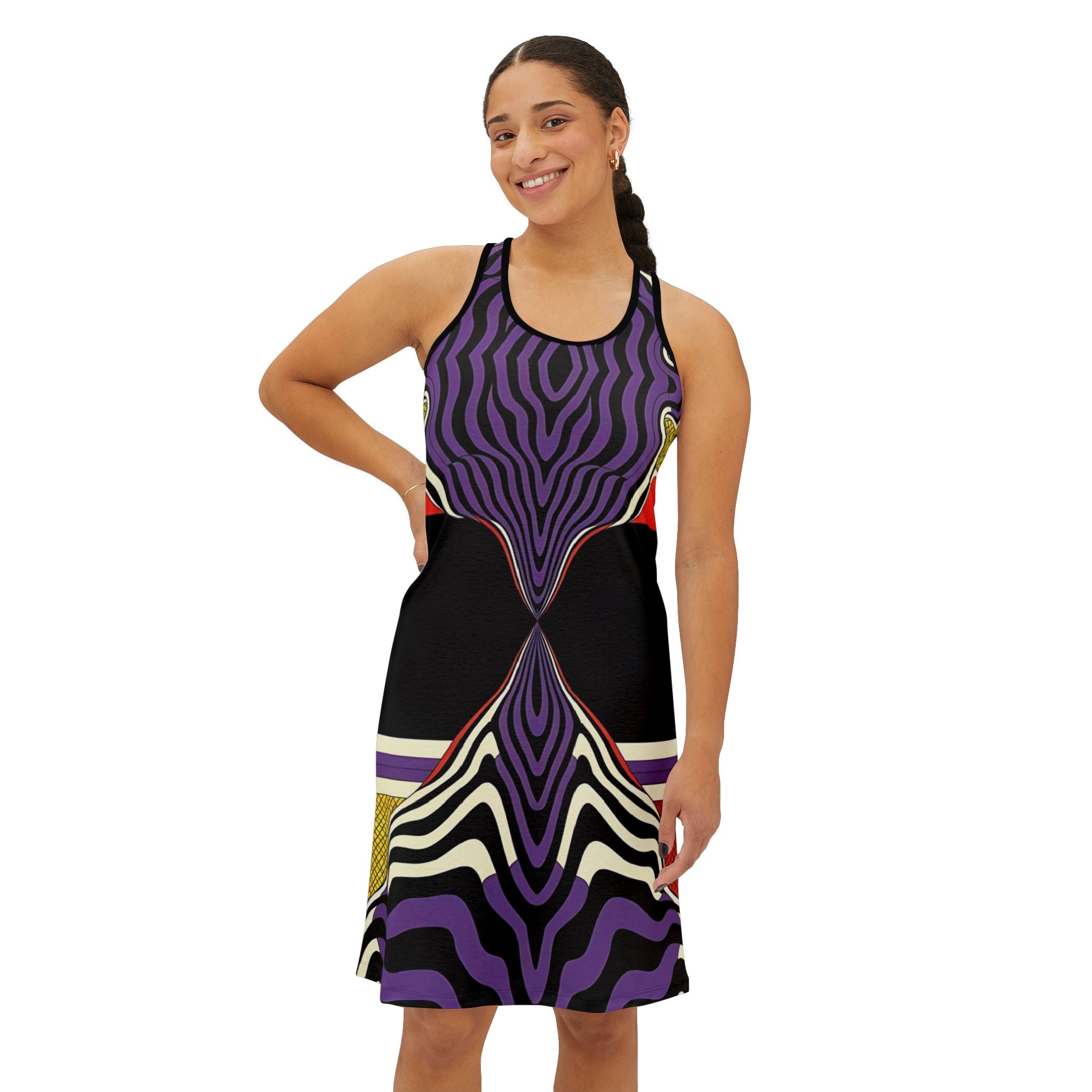 Vibrant Racerback Dress with Abstract Art Print - Angel Body
