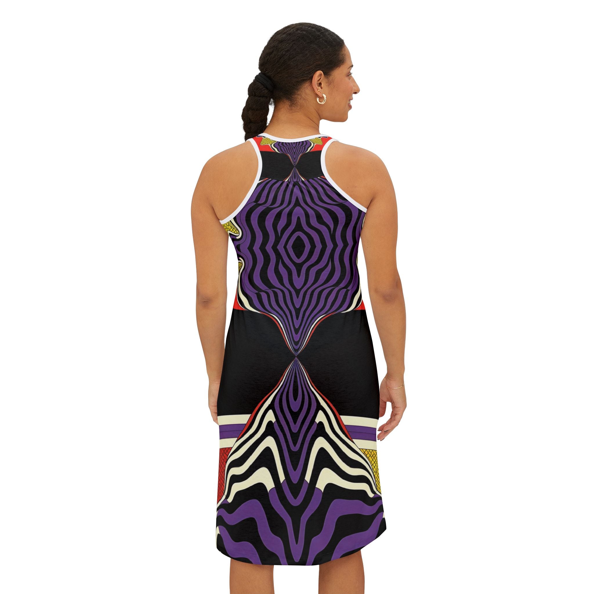 Vibrant Racerback Dress with Abstract Art Print - Angel Body
