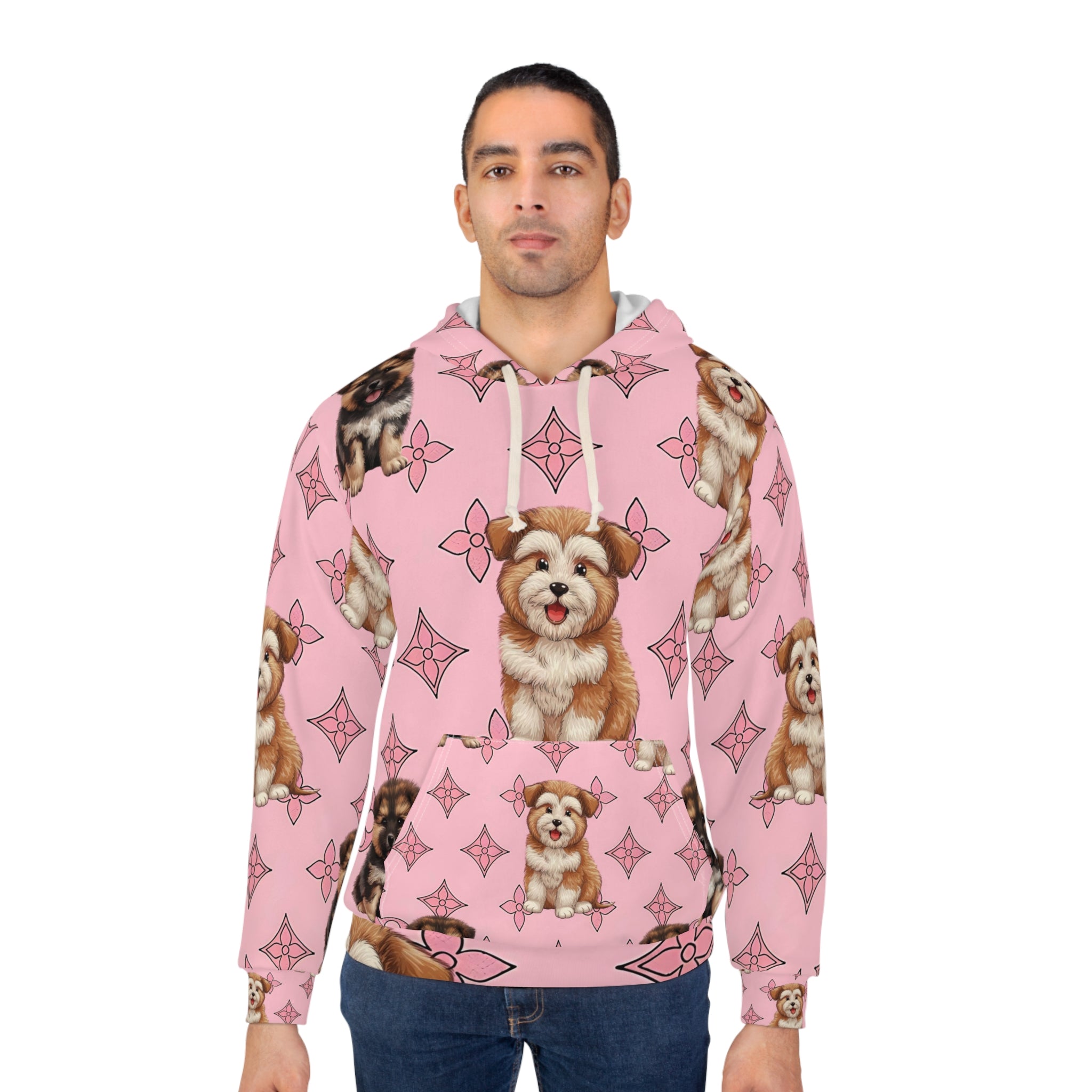Cute Dog Print Unisex Pullover Hoodie - Perfect for Dog Lovers - Angel Body