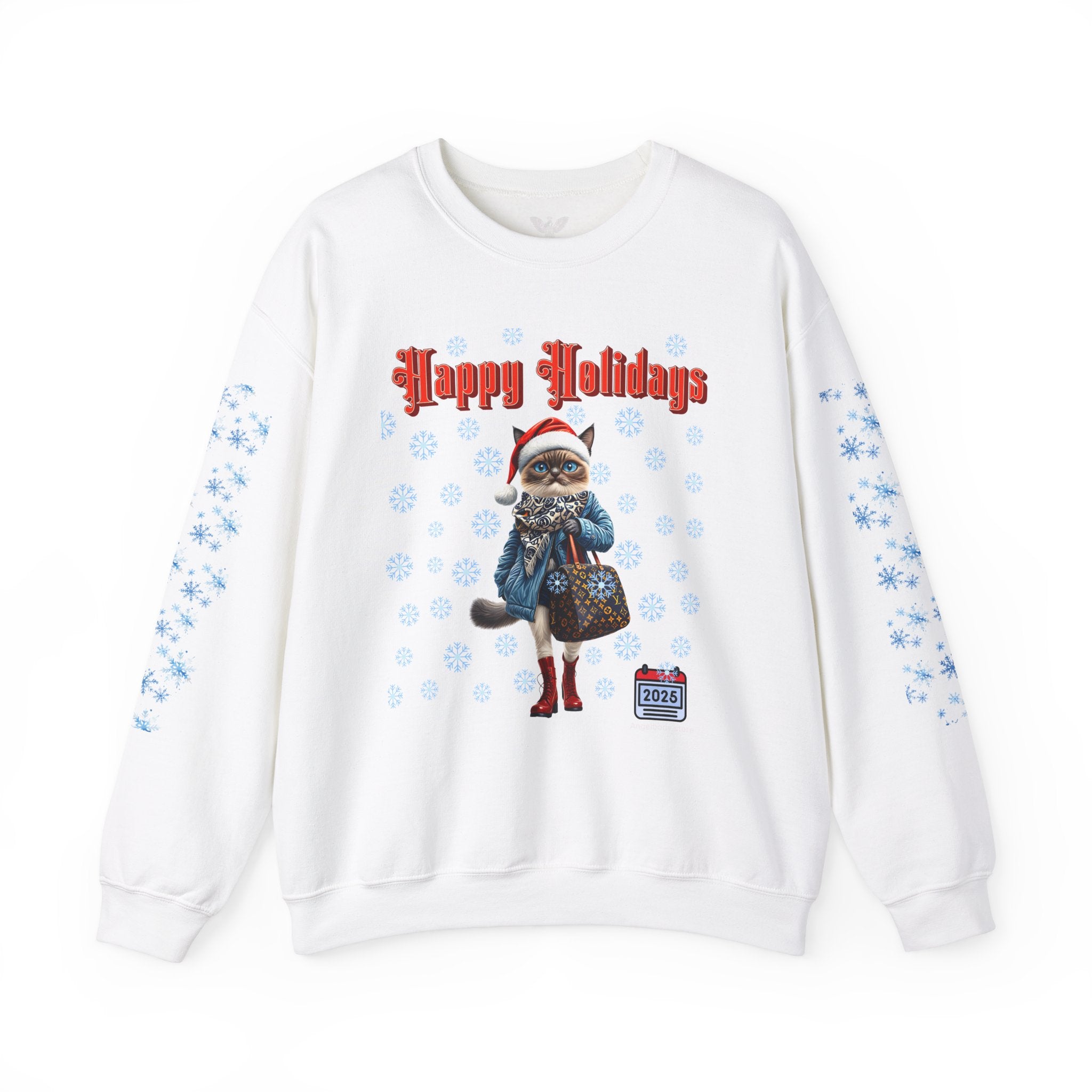Holiday Cat Crewneck Sweatshirt - Angel Body