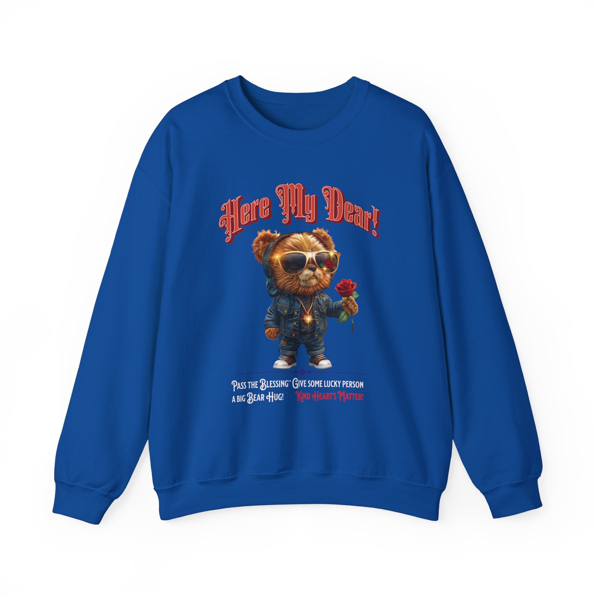 Here My Dear! Unisex Heavy Blend™ Crewneck Sweatshirt - Cozy & Trendy Gift for Animal Lovers - Angel Body