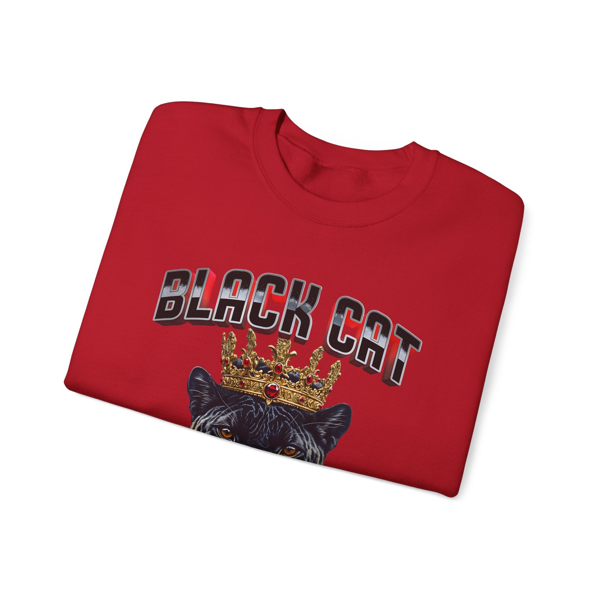 Black Cat Crowned Sweatshirt - Unisex Heavy Blend™, Stay on the Prowl for Success! - Angel Body