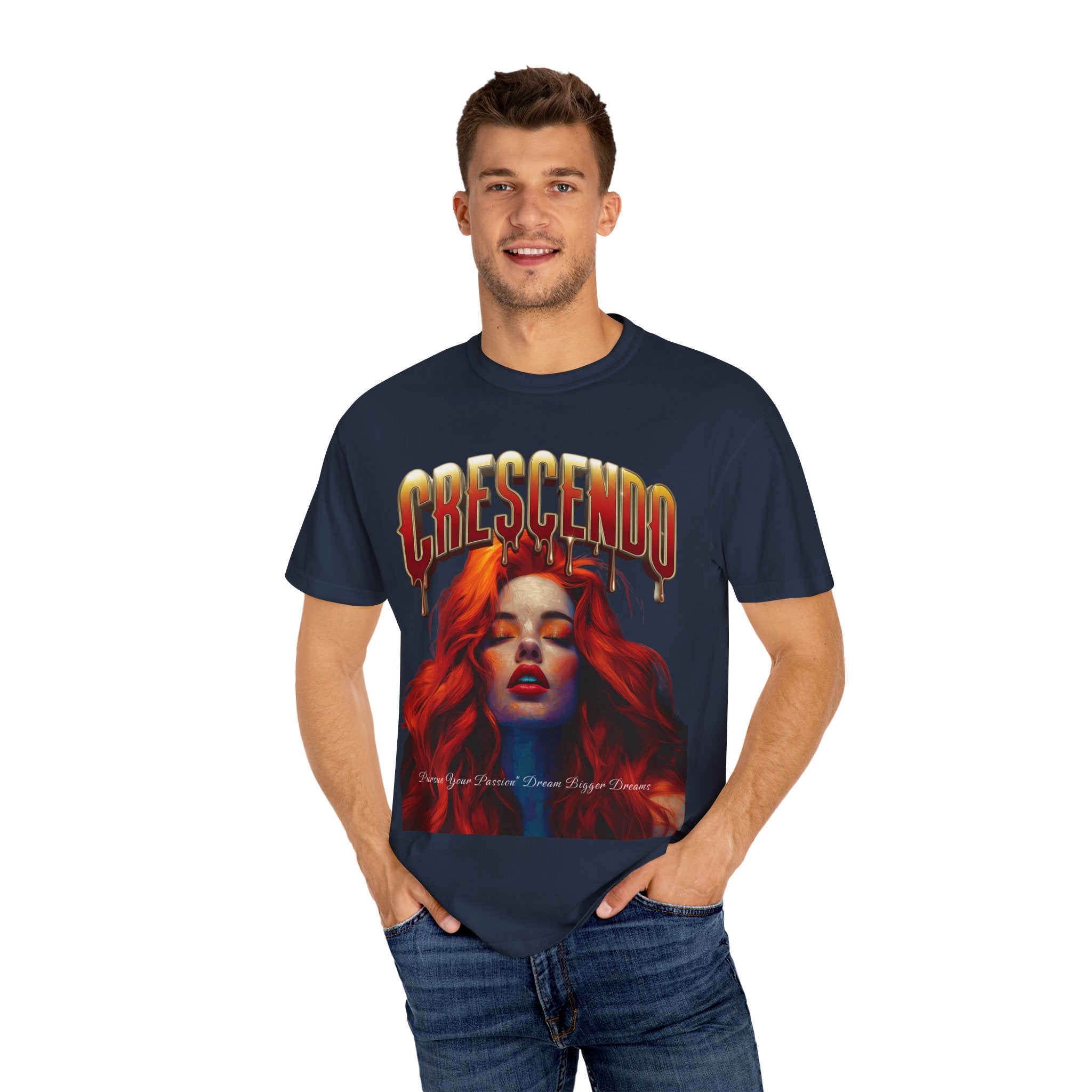 CRESCENDO a shirt with a message Take your life to the highest heights Unisex Garment-Dyed T-Shirt - Vibrant Artistic Tee - Angel Body
