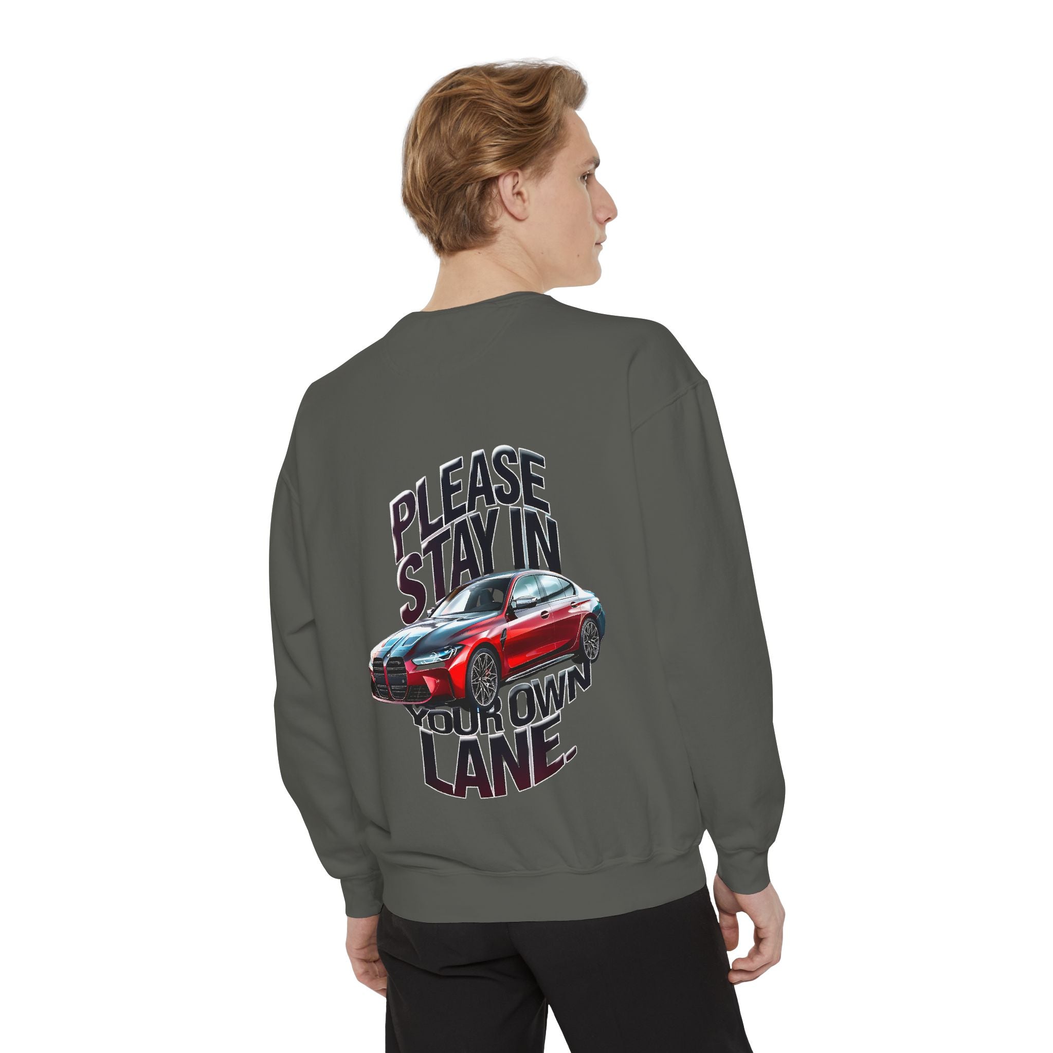 Unisex Garment-Dyed Sweatshirt - 'Please Stay in Your Own Lane' - Angel Body