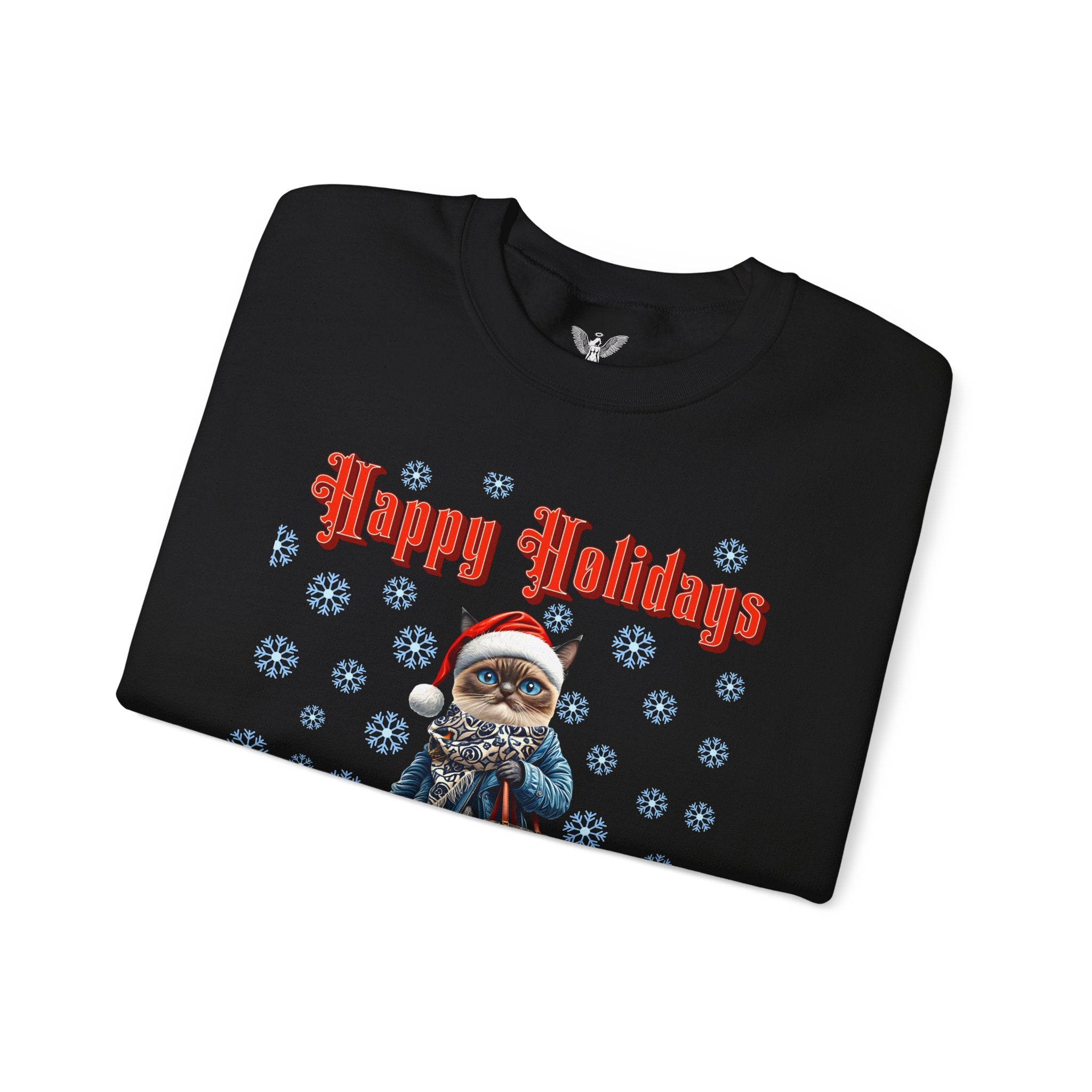 Holiday Cat Crewneck Sweatshirt - Angel Body