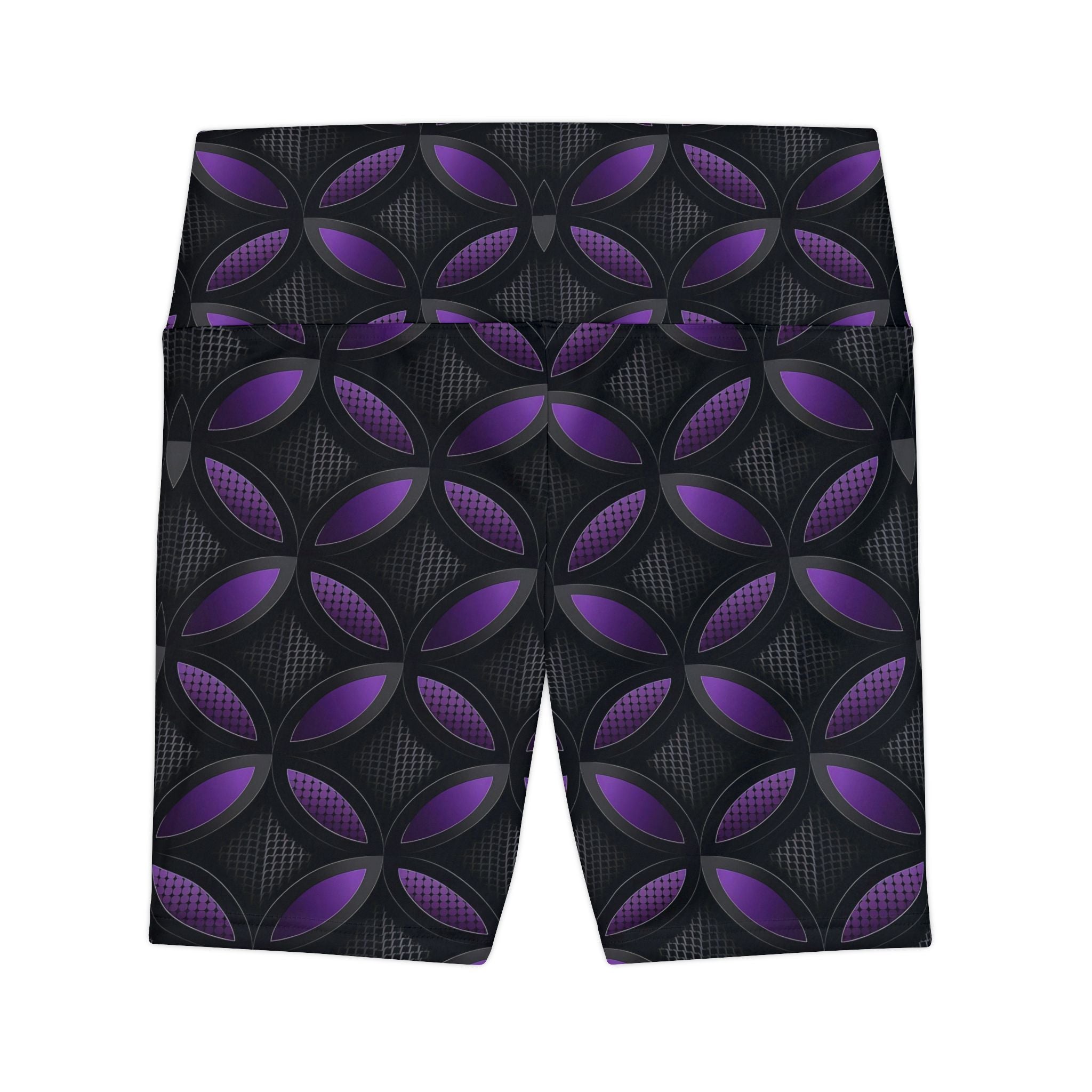Stylish Women's Workout Shorts with Purple Geometric Pattern