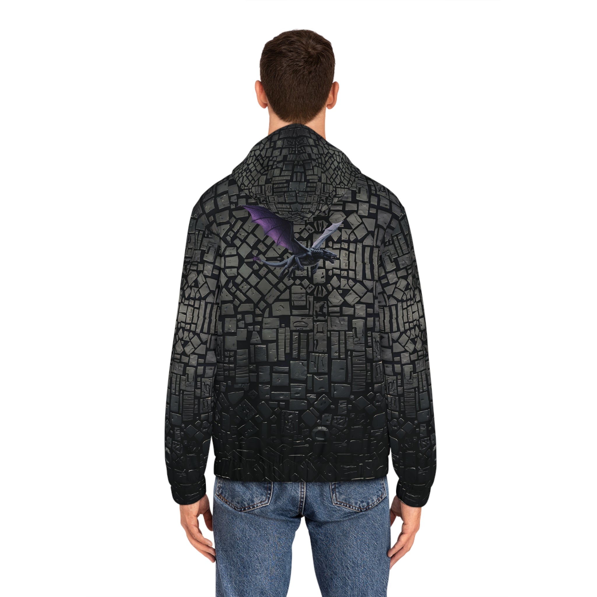 Graphic Hoodie - Futuristic Black & Purple Dragon Design - Angel Body