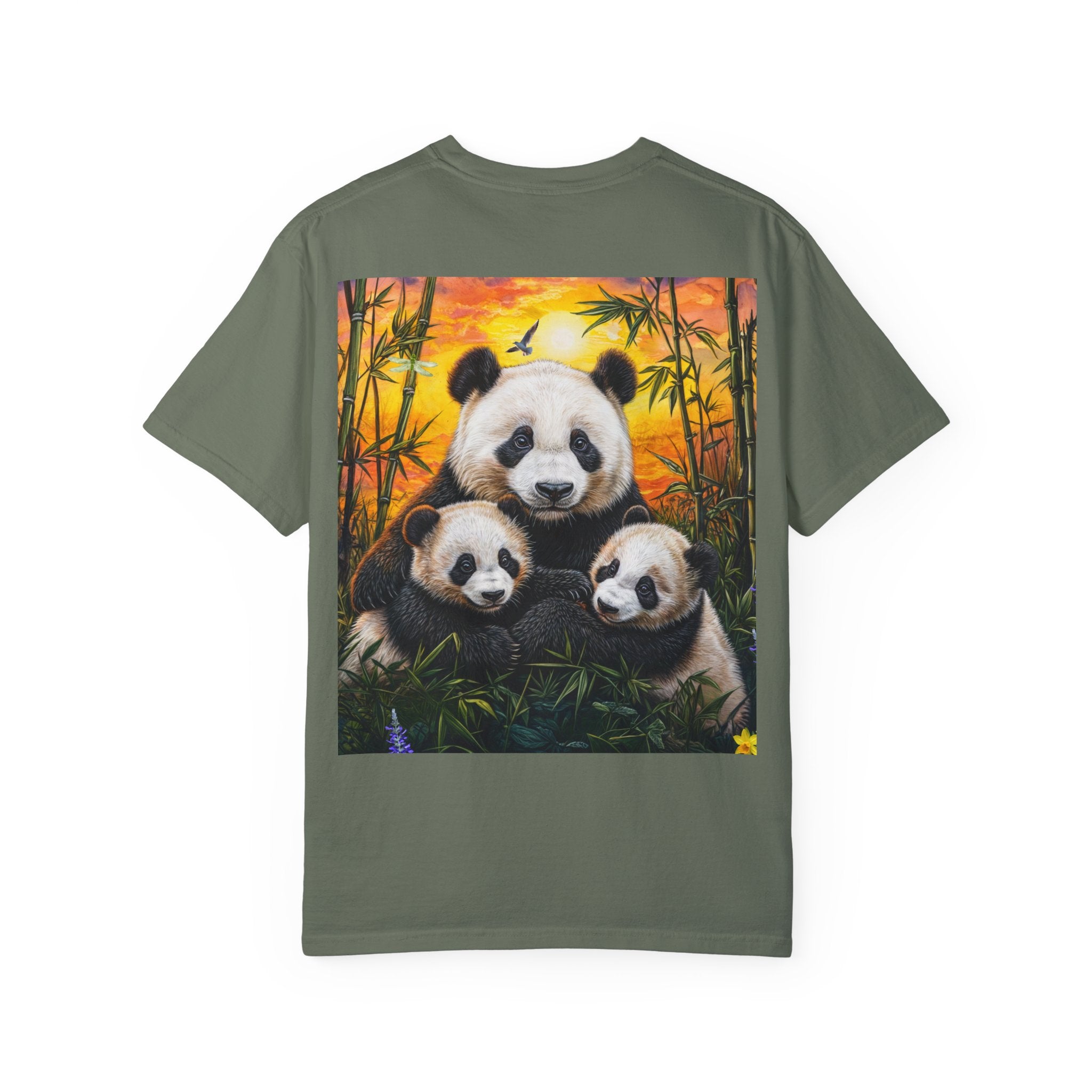 Cute Panda Family Unisex Garment-Dyed T-shirt - Perfect for Animal Lovers - Angel Body