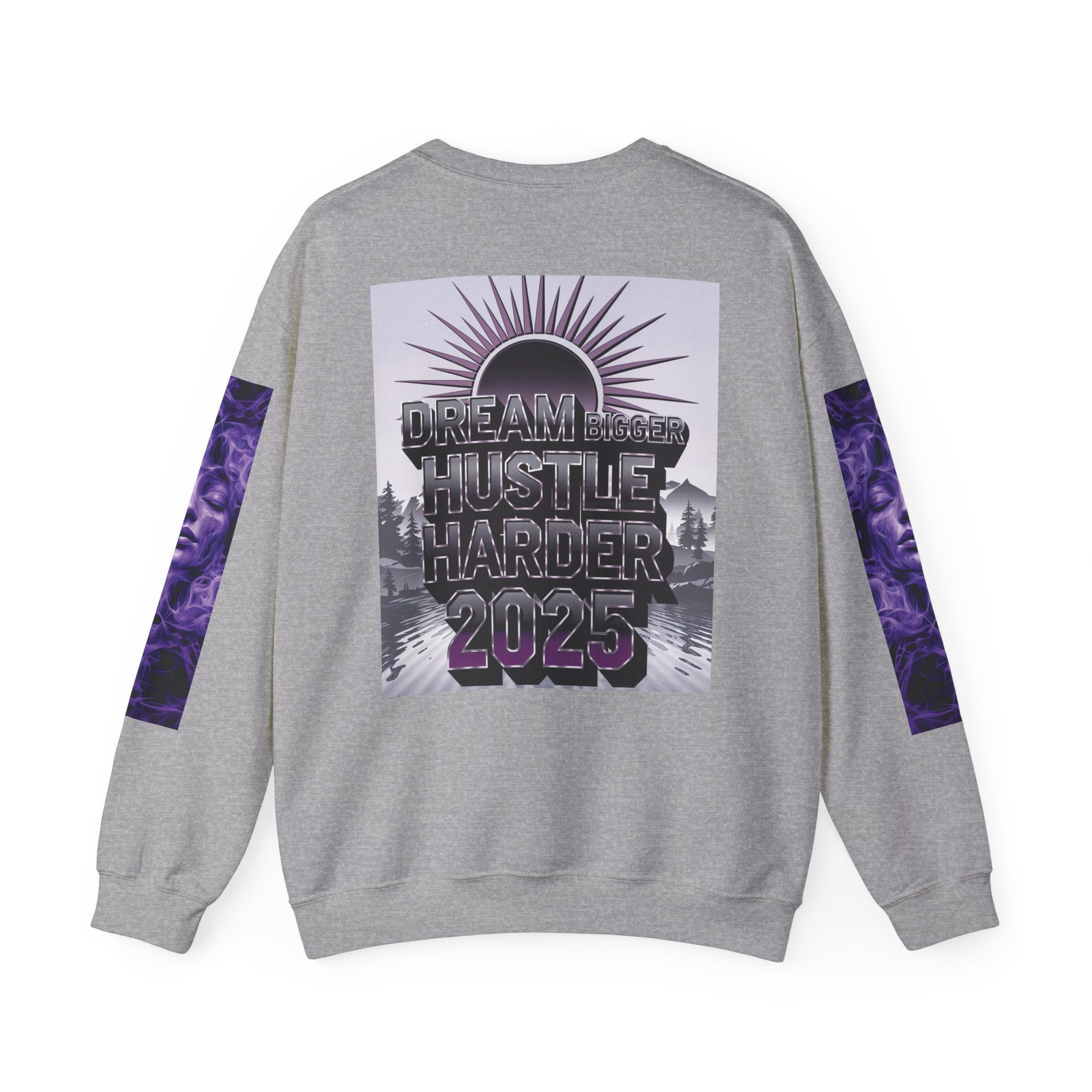 Dream Bigger Hustle Harder Crewneck Sweatshirt | Motivational Unisex Sweatshirt for Dreamers and Go-Getters - Angel Body
