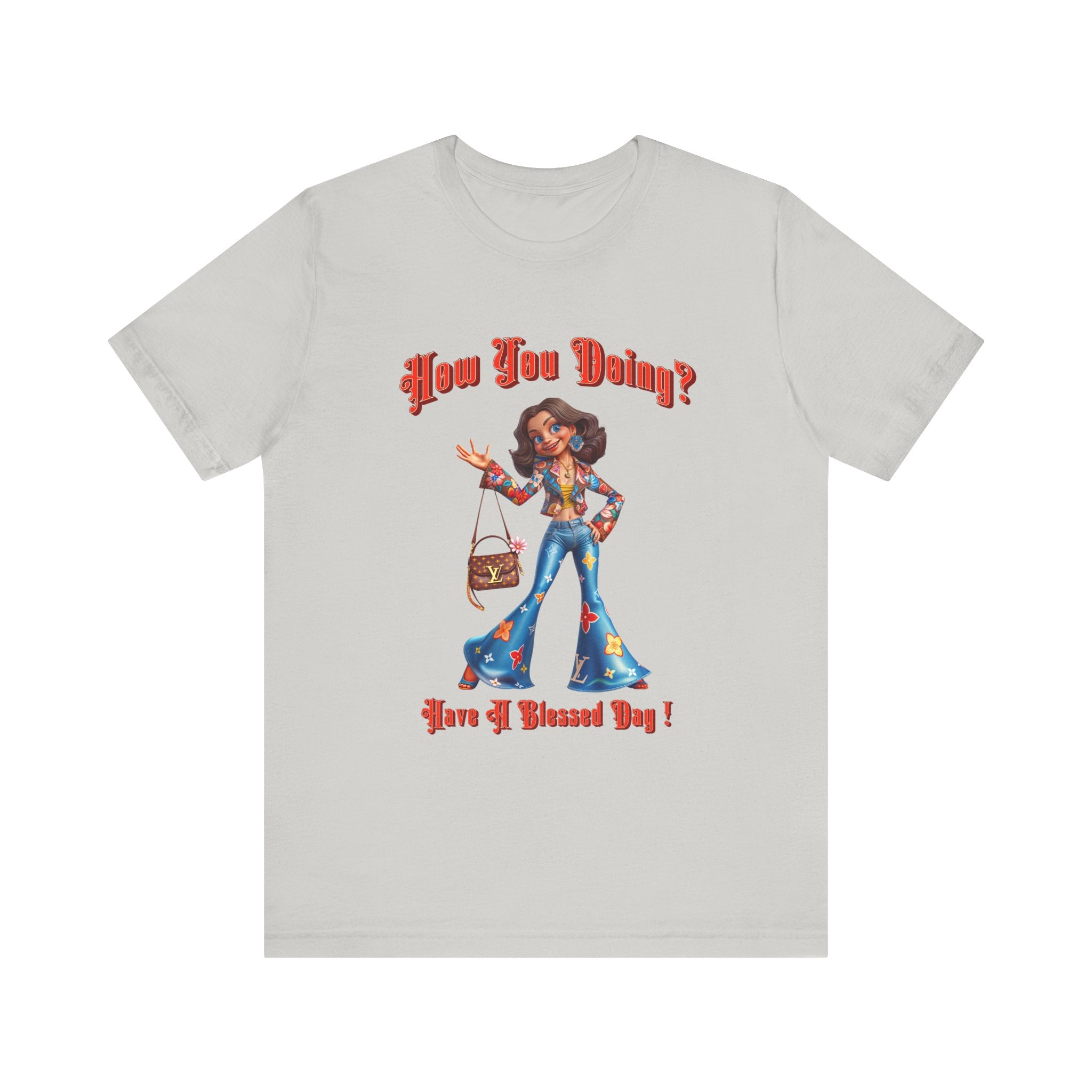 How You Doing Unisex Tee - Happy Young Lady Greeting Design - Angel Body