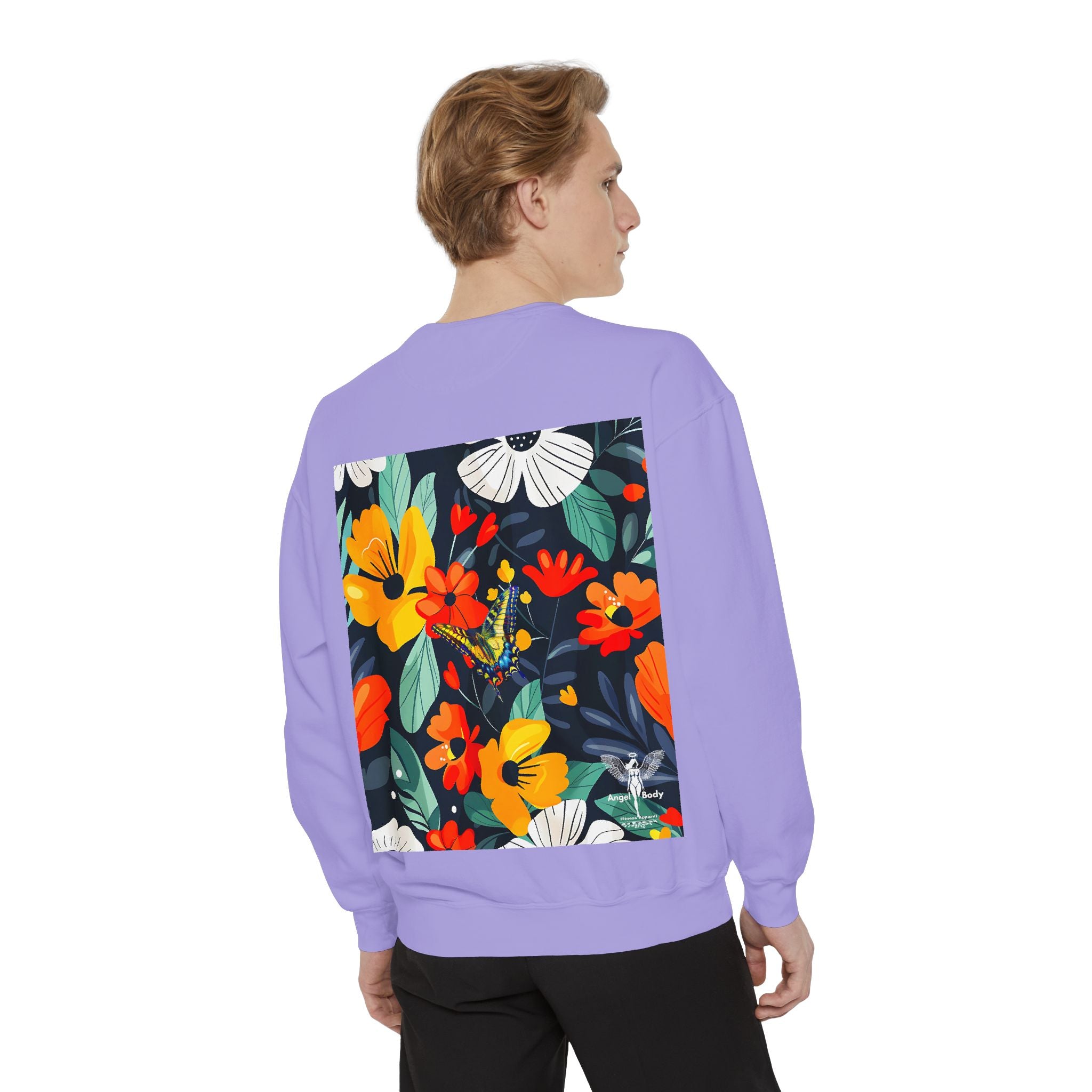 Vibrant Floral Unisex Garment-Dyed Sweatshirt - Perfect for Spring Celebrations - Angel Body
