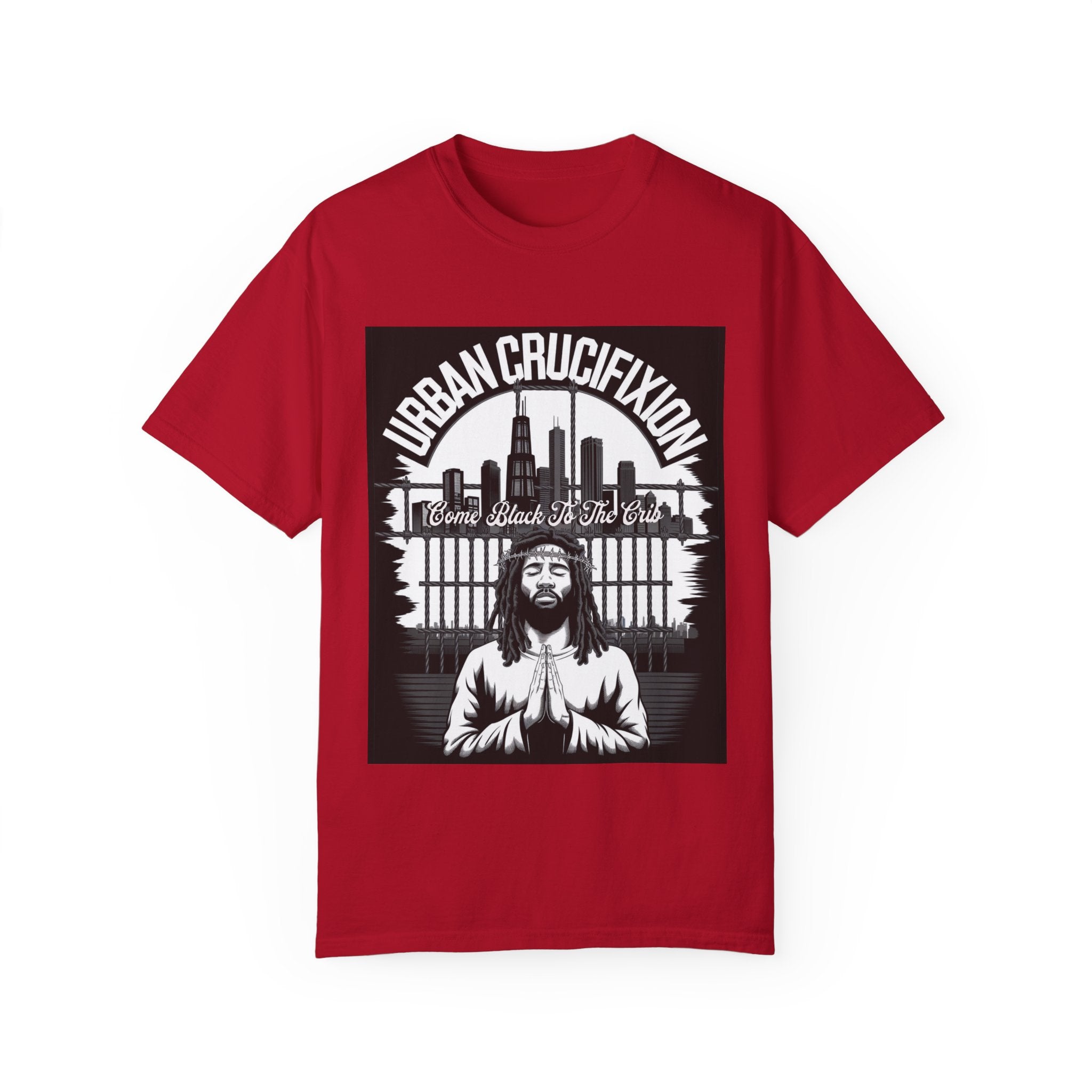 Urban Crucifixion Unisex Garment-Dyed T-Shirt - Street Art Inspired Design - Angel Body