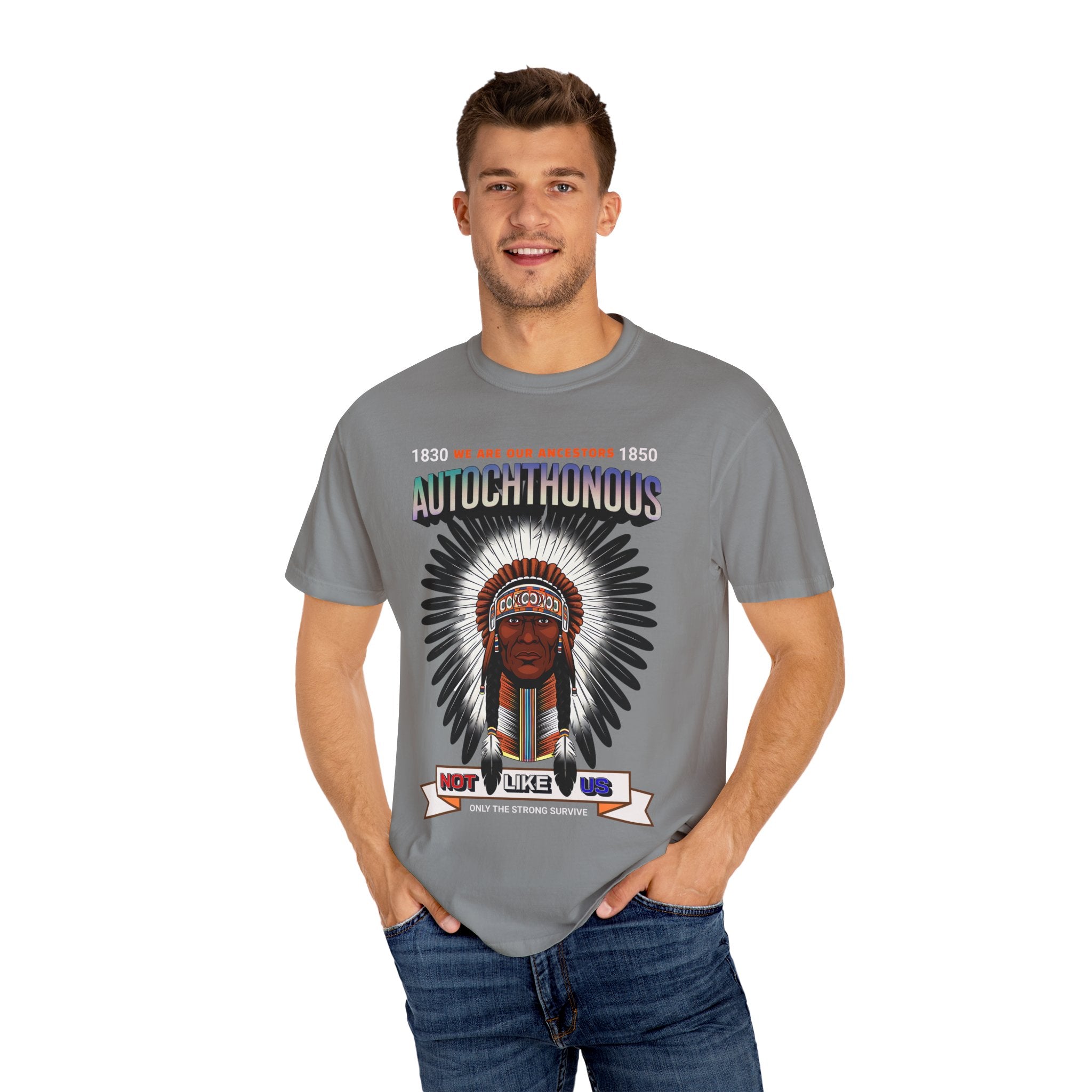 Autochthonous Unisex Garment-Dyed T-Shirt - We Are Our Ancestors 1850 - Angel Body