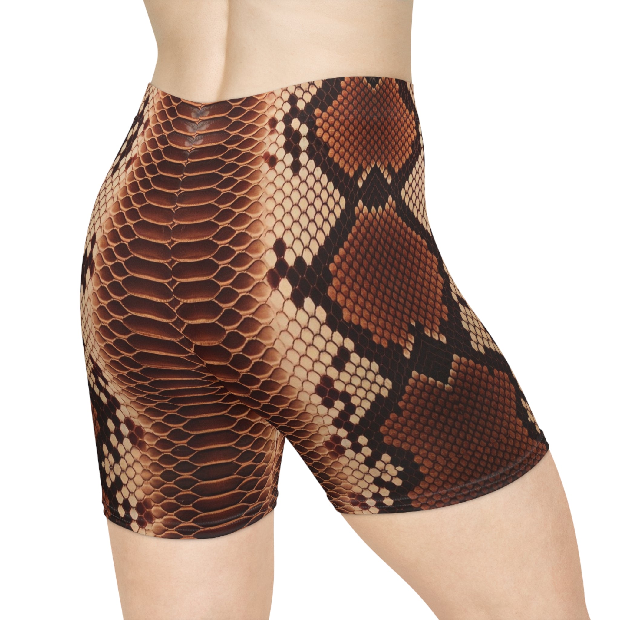 Stylish Snake Print Women's Biker Shorts for Active Days - Angel Body