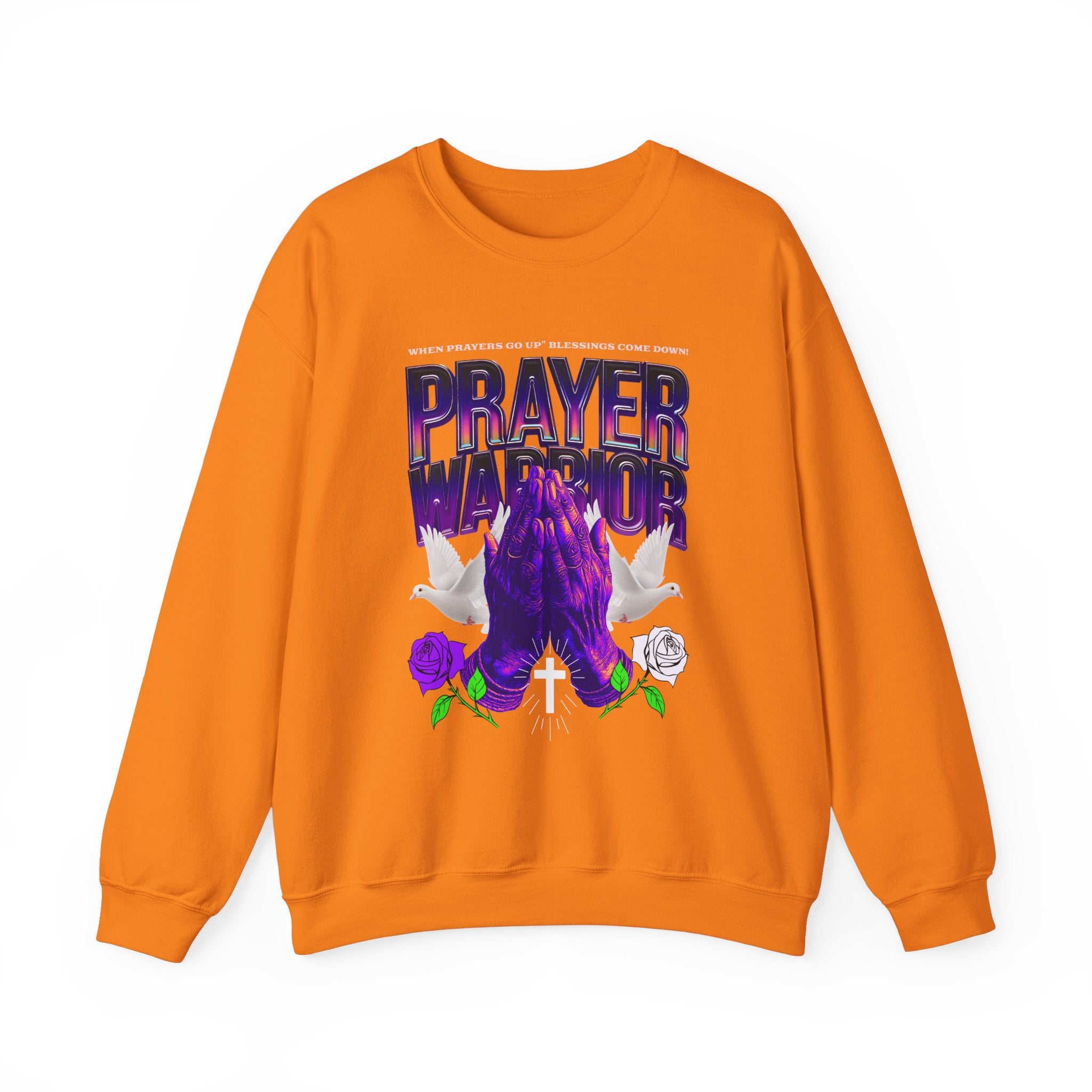 Prayer Warrior Crewneck Sweatshirt - Unisex Heavy Blend™ - Perfect for Spiritual Comfort - Angel Body