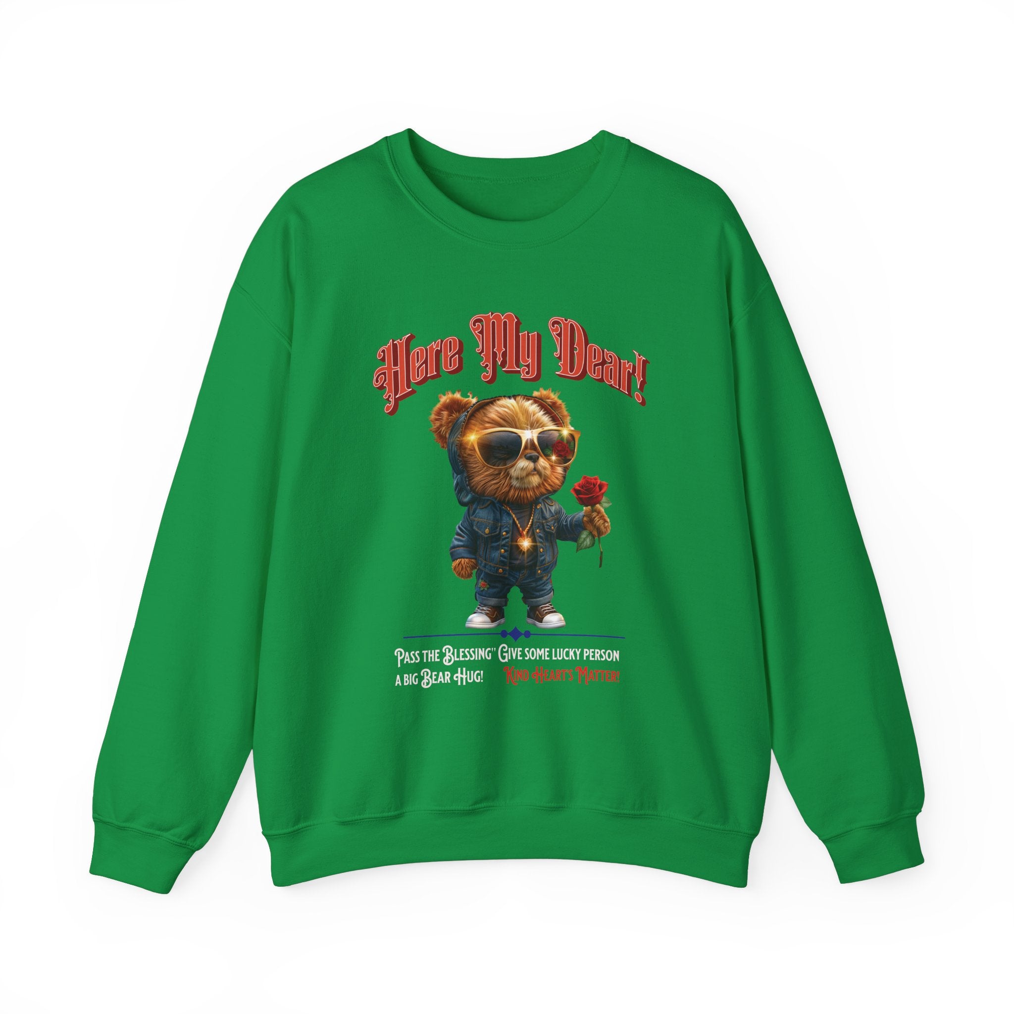 Here My Dear! Unisex Heavy Blend™ Crewneck Sweatshirt - Cozy & Trendy Gift for Animal Lovers - Angel Body
