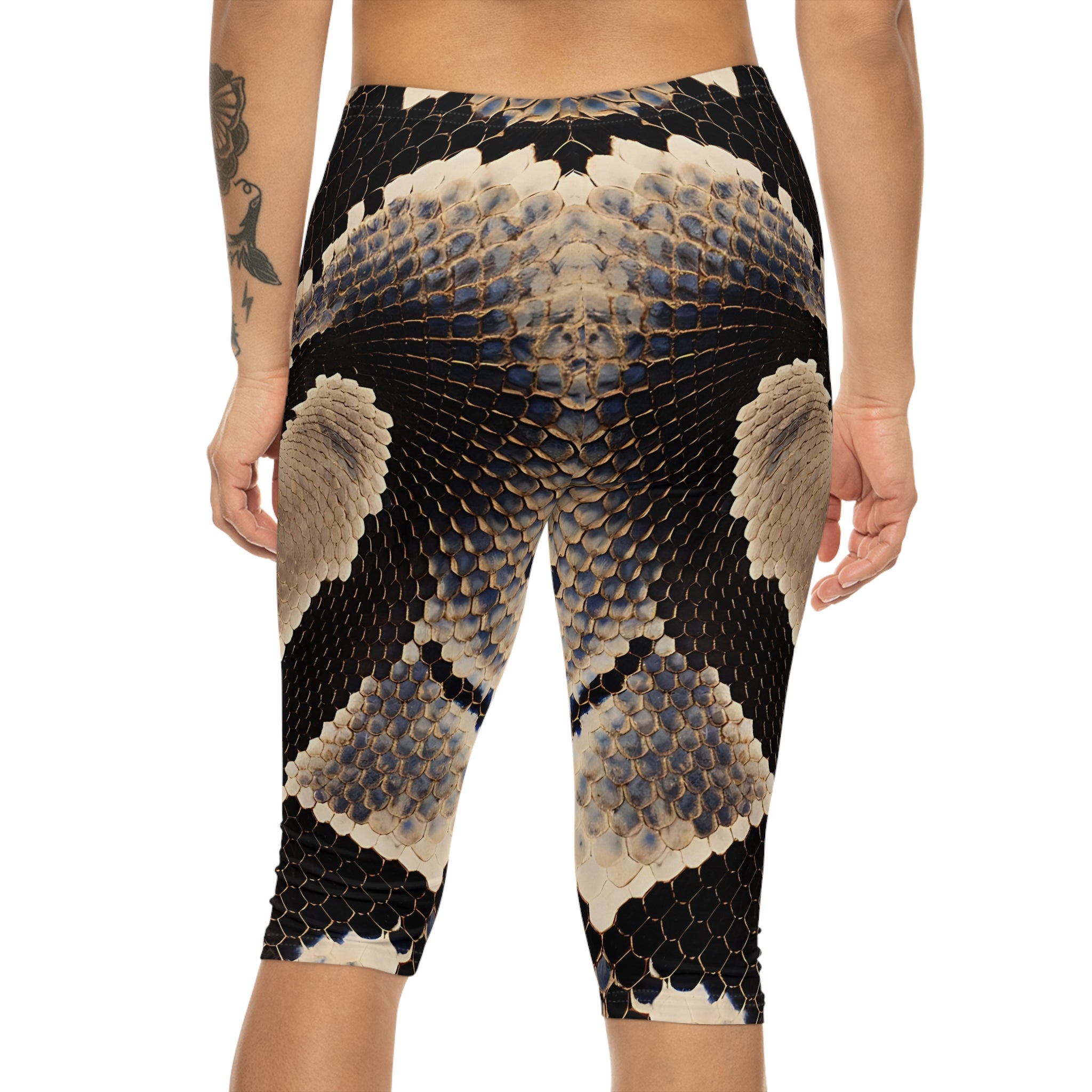 Wild Python Print Women’s Capri Leggings | Stylish and Comfortable Activewear - Angel Body