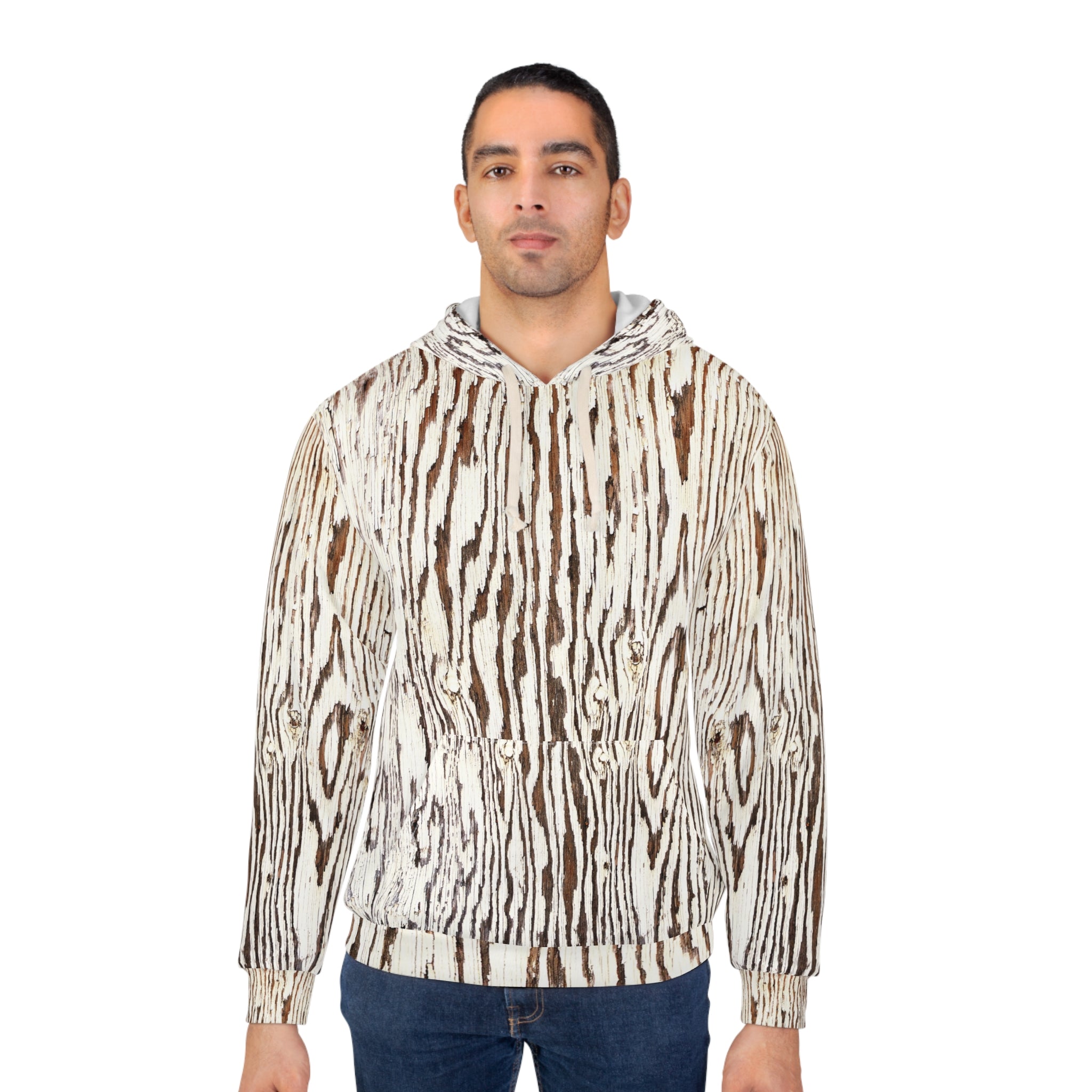 Rustic Wood Print Unisex Pullover Hoodie - Cozy Nature-Inspired Style - Angel Body