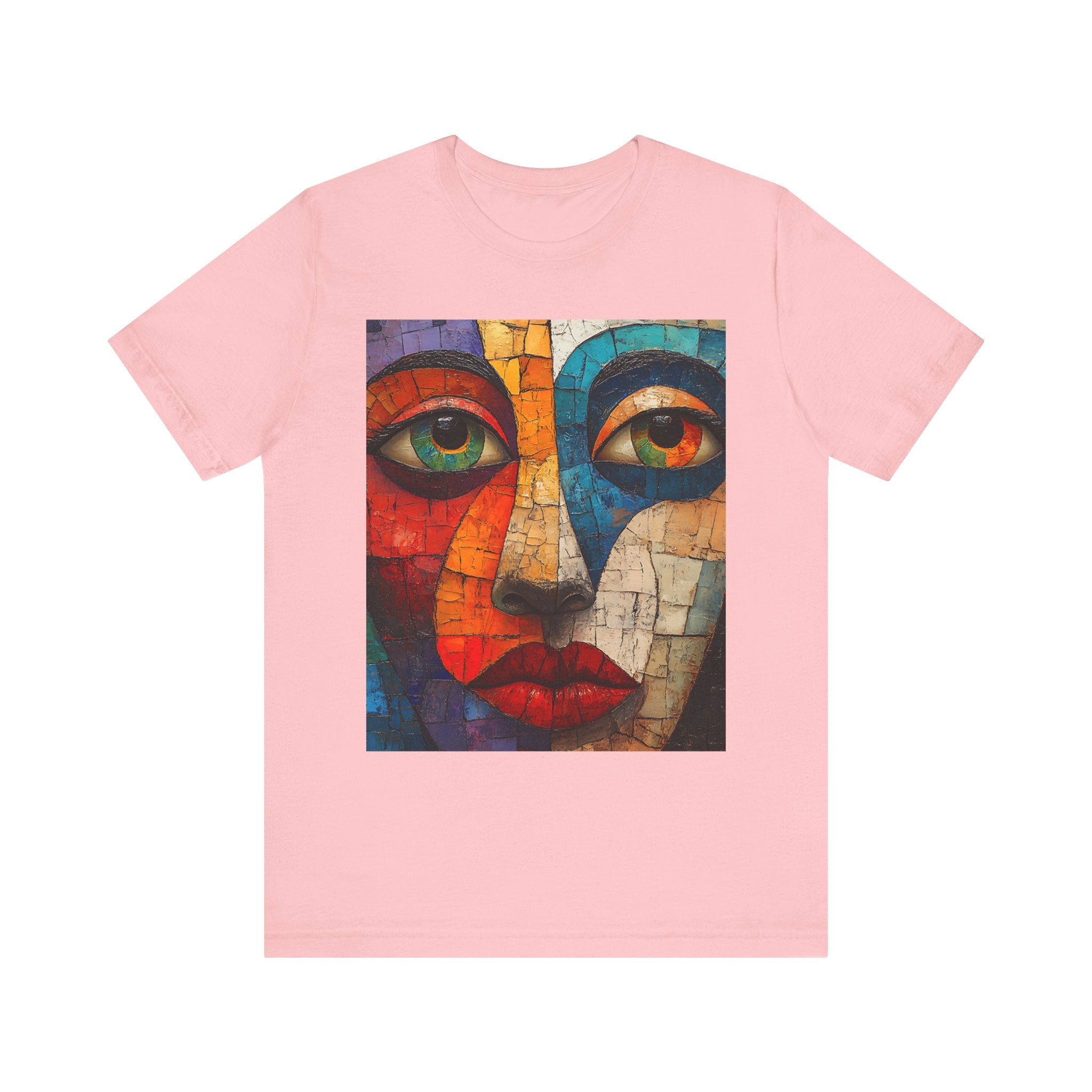 Artistic Unisex Jersey Tee - Fun wearable Art Colorful Face Design - Angel Body