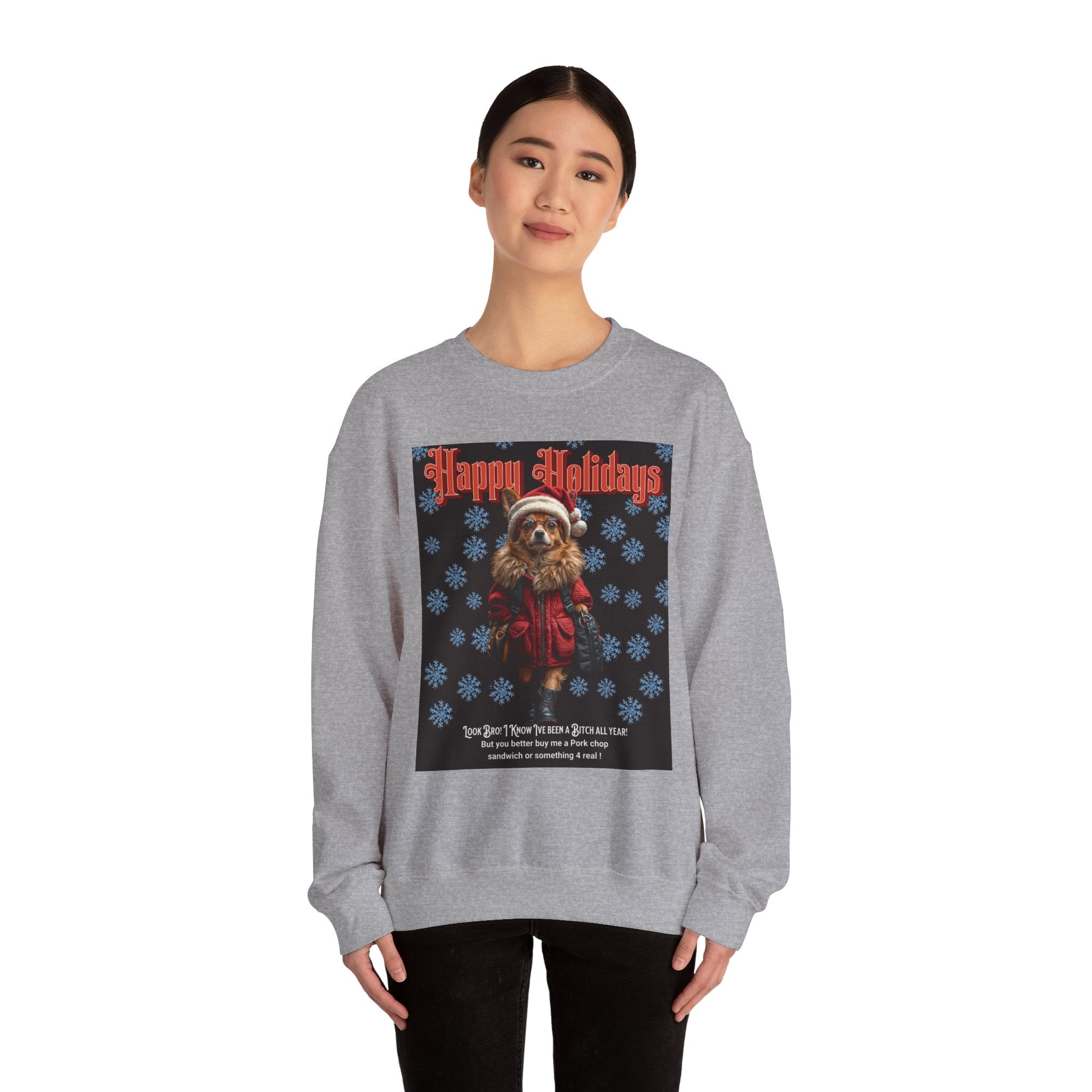 Funny Happy Holidays Dog Unisex Sweatshirt - Angel Body
