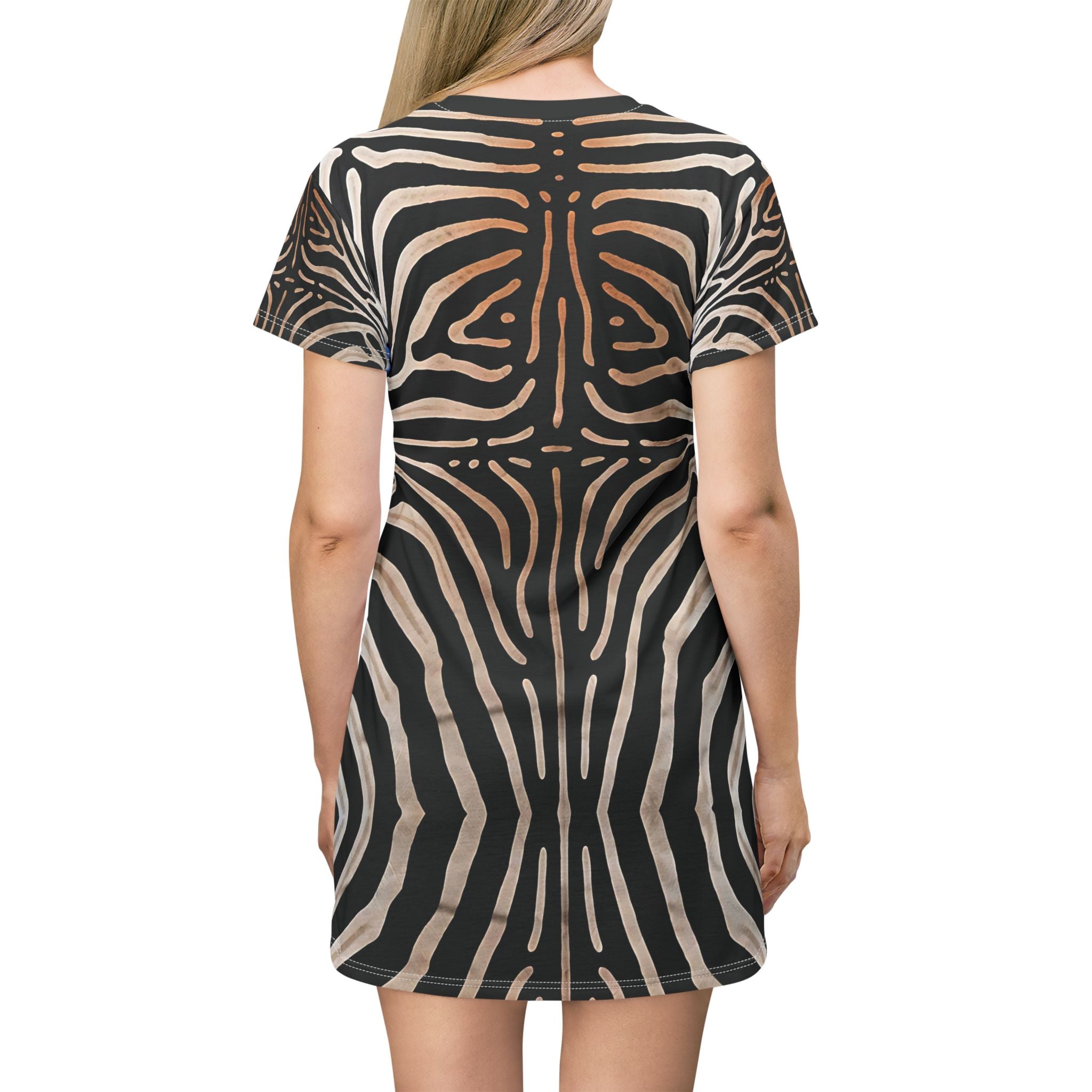 Zebra Print T-Shirt Dress - Fun Stylish Striped Bold Design - Angel Body