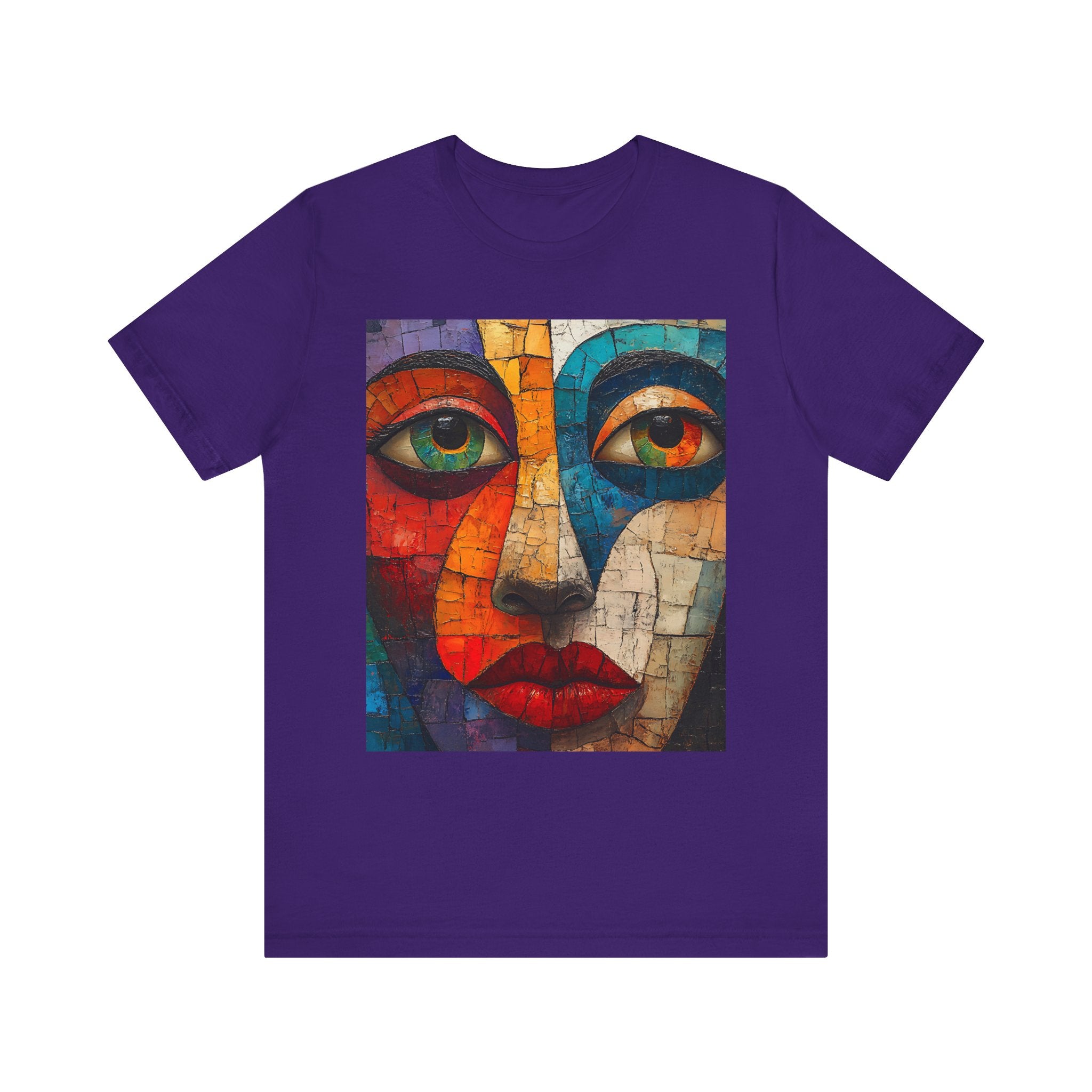 Artistic Unisex Jersey Tee - Fun wearable Art Colorful Face Design - Angel Body