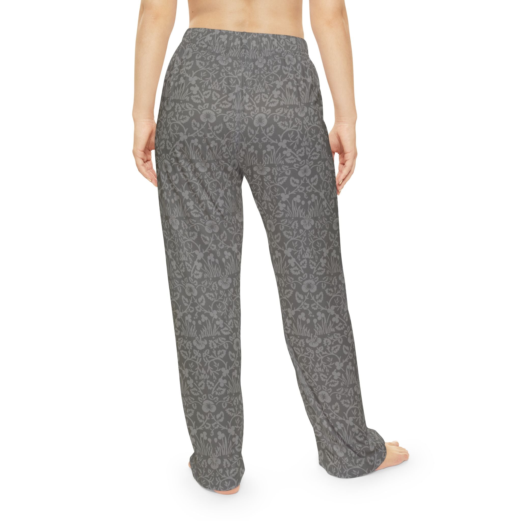 Pastel Grey Floral Women's Pajama Pants - Cozy Relaxation Style