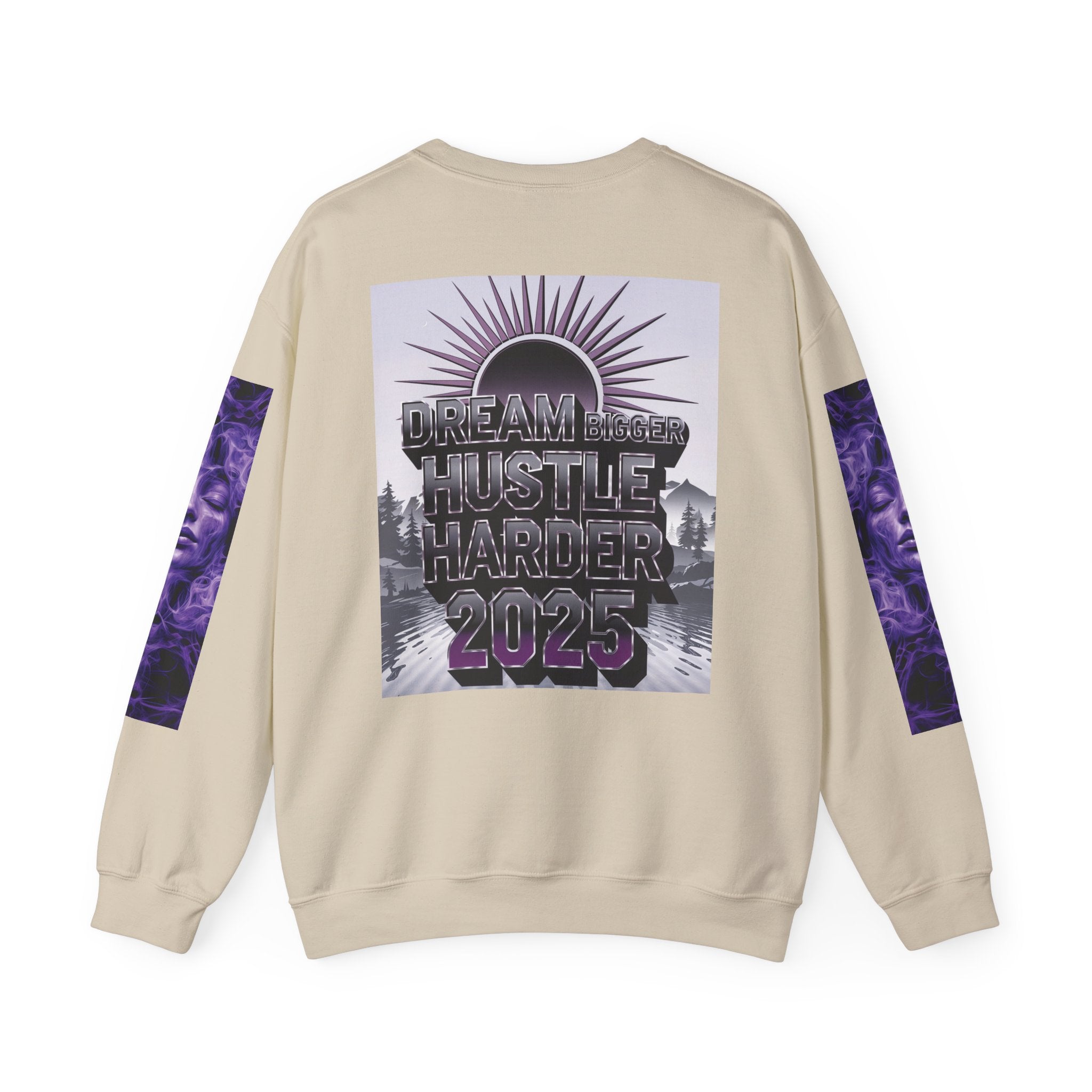 Dream Bigger Hustle Harder Crewneck Sweatshirt | Motivational Unisex Sweatshirt for Dreamers and Go-Getters - Angel Body