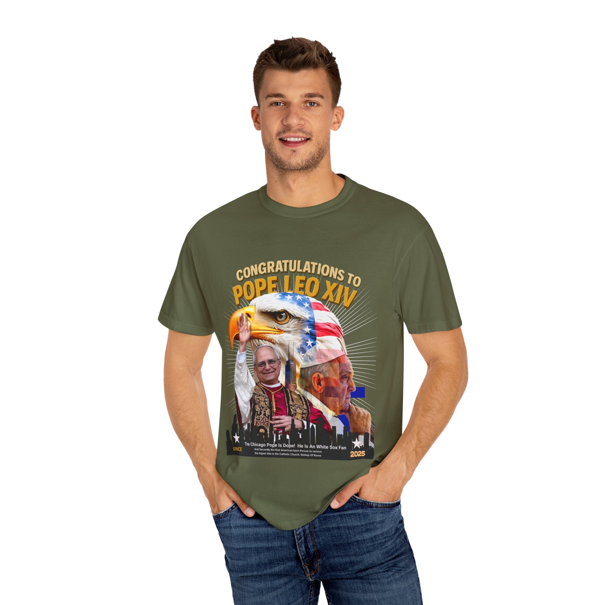 Pope Leo XIV Celebration T-Shirt - Unisex Garment-Dyed Tee - Angel Body