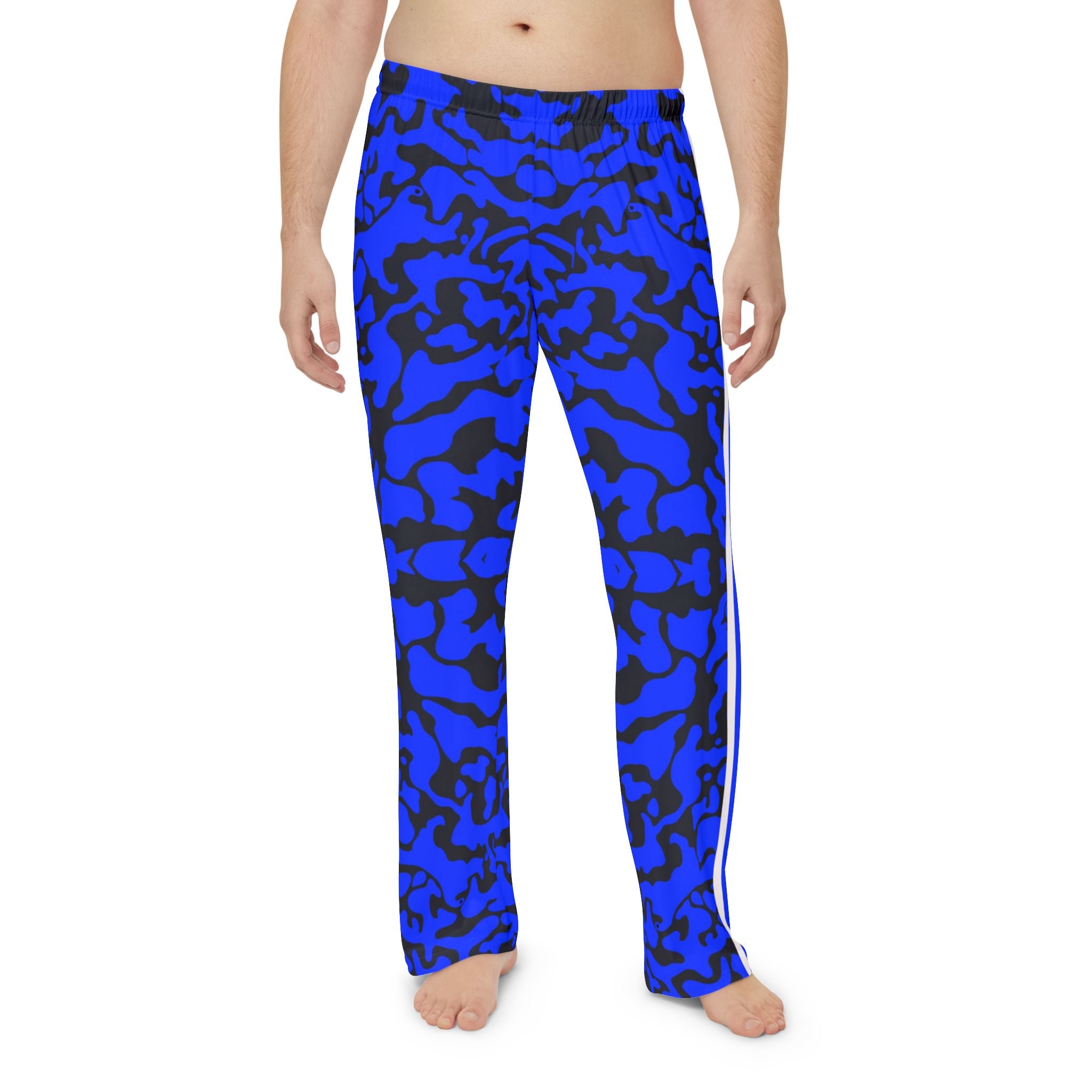 Men's Blue Camo Pajama Pants with Stars - Comfortable Loungewear - Angel Body