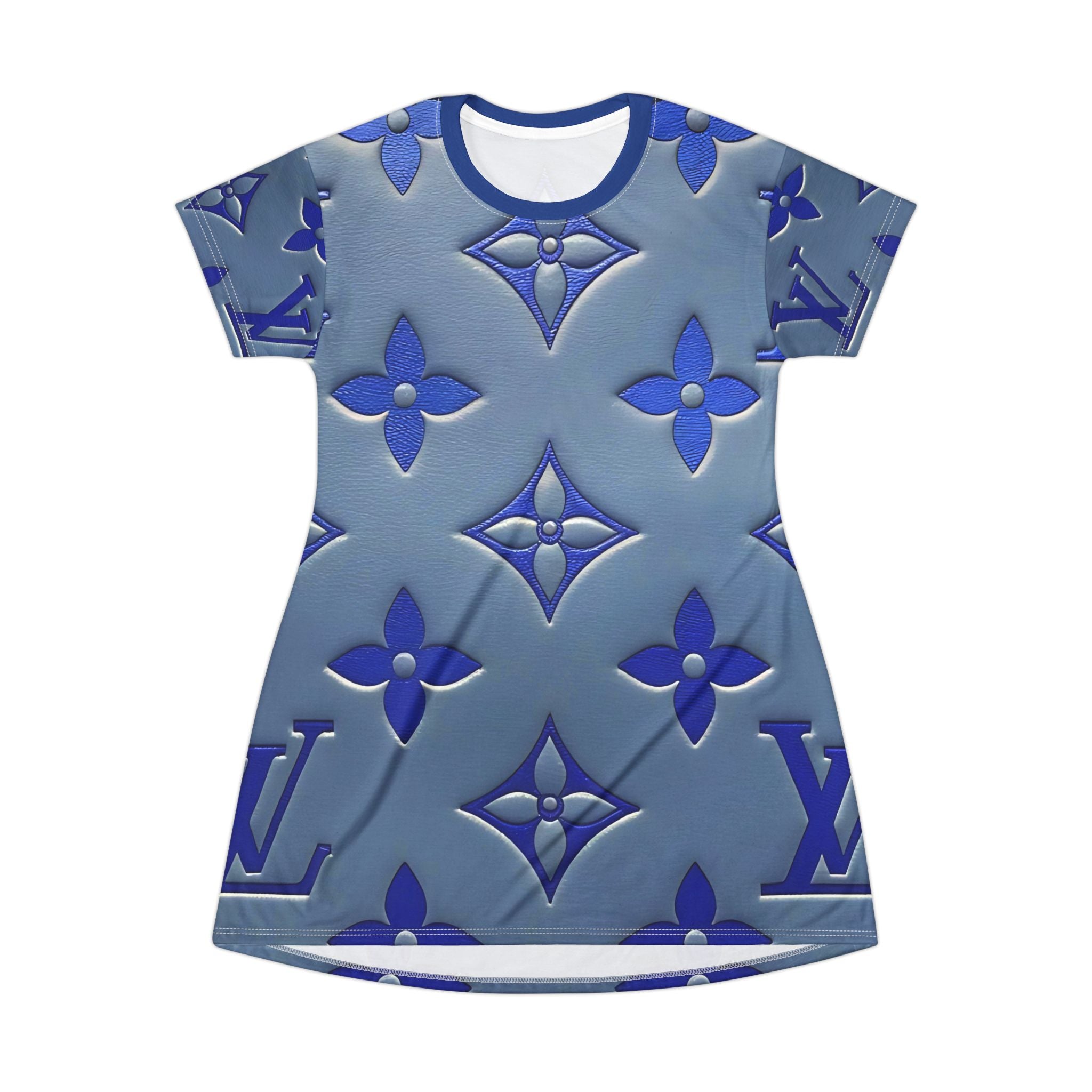 Chic Blue Designer T-Shirt Dress for Casual Elegance - Angel Body