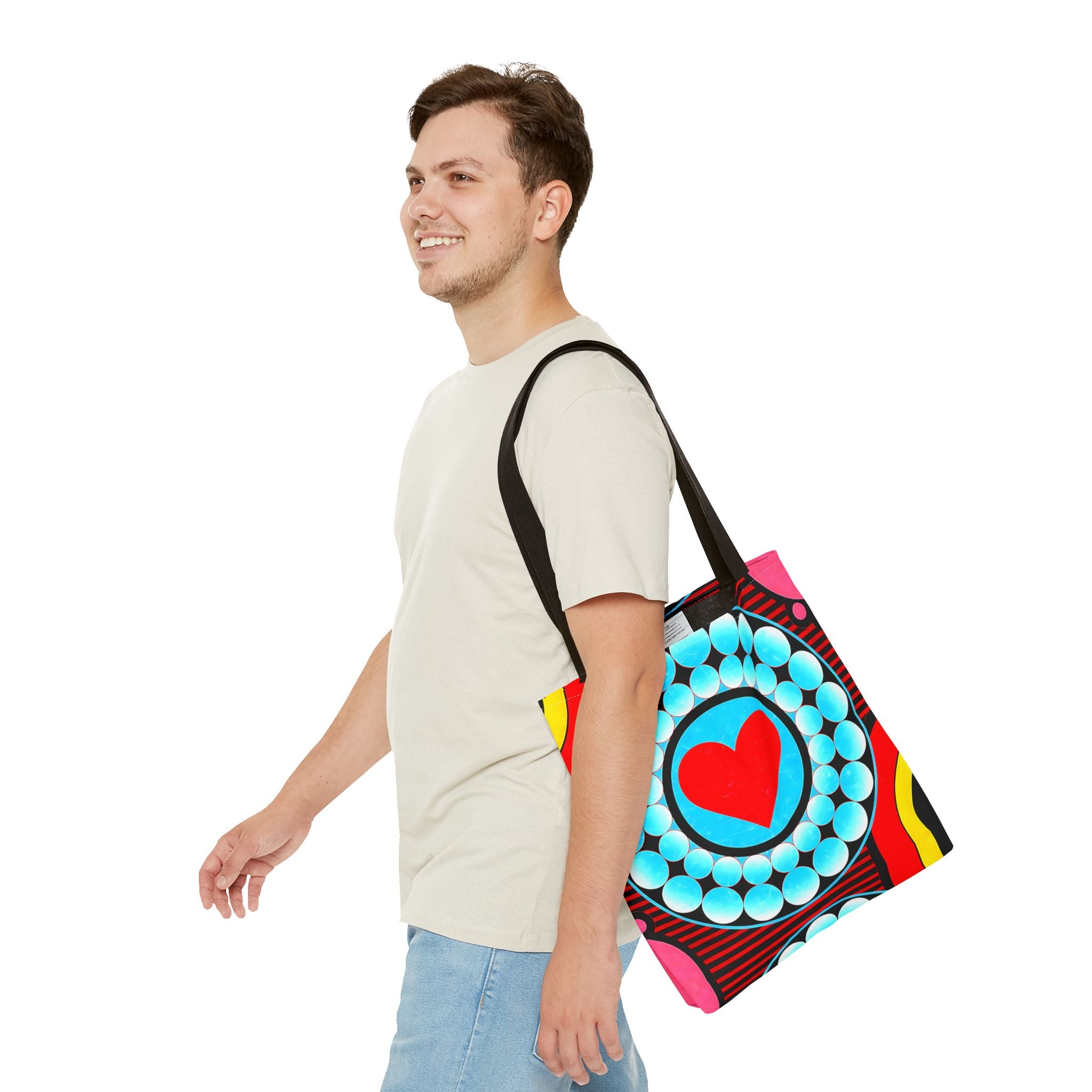 Colorful Heart Pattern Tote Bag - Perfect for Love and Festivals - Angel Body