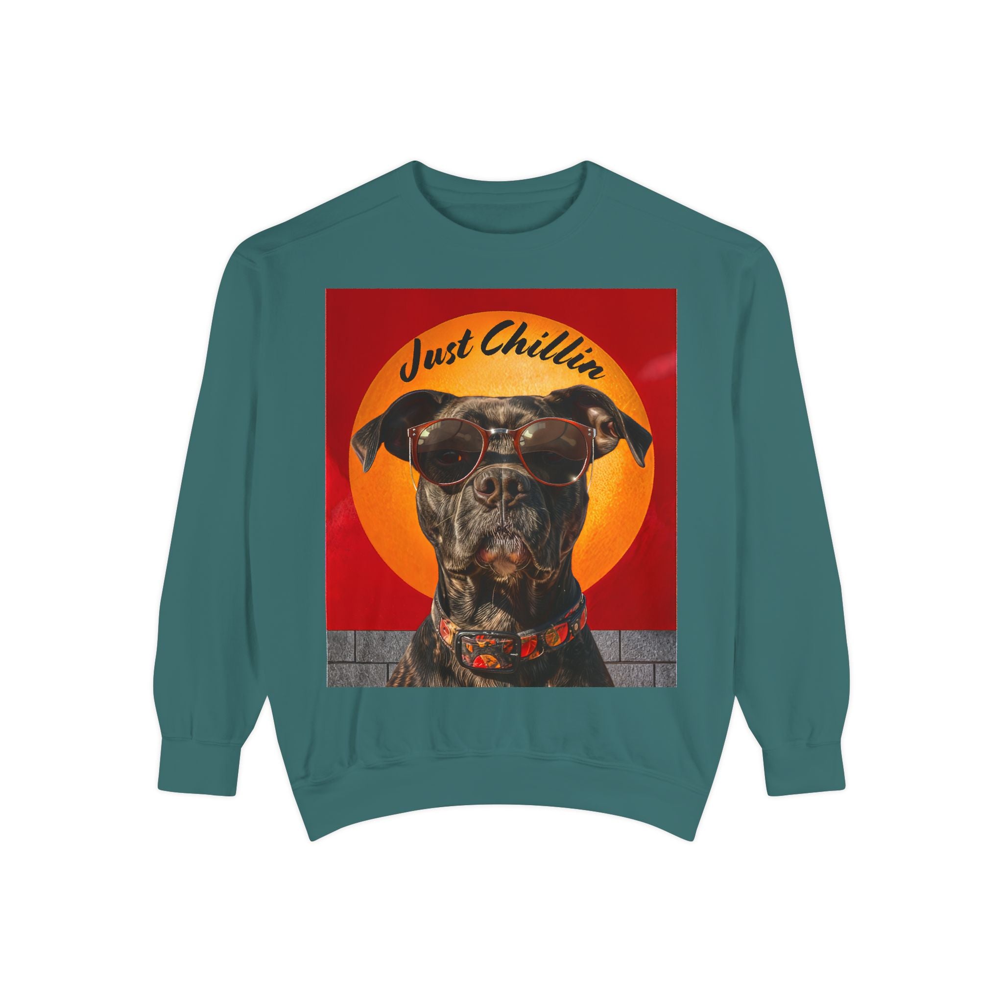 Pit Bull Terrier Dog Sunglasses Sweatshirt - Unisex Garment-Dyed - Angel Body