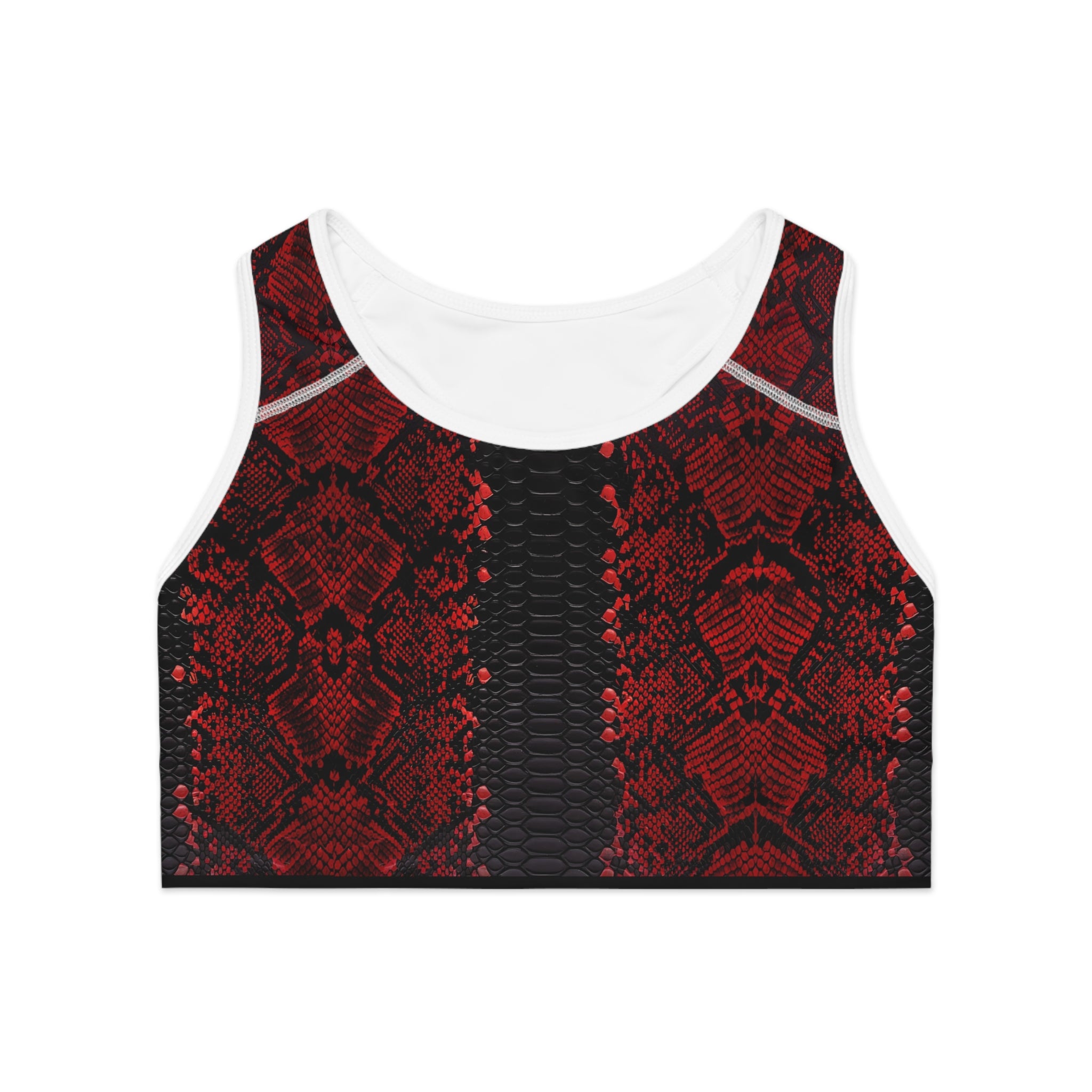 Fierce Red Snake Print Sports Bra for Active Women