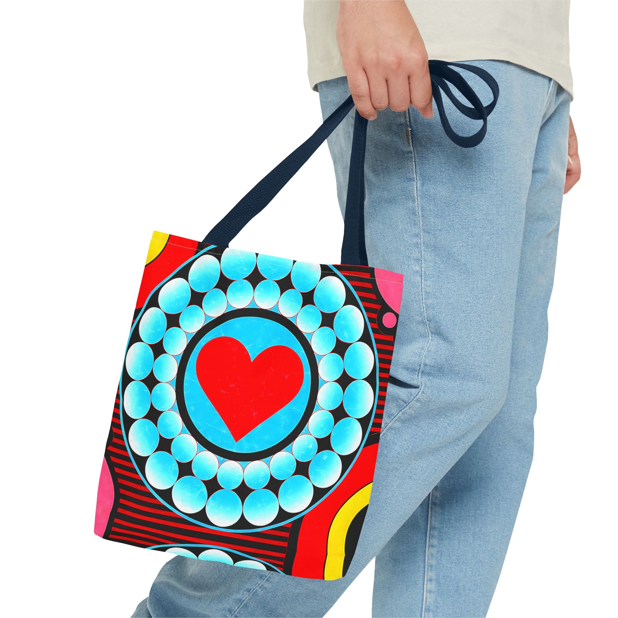 Colorful Heart Pattern Tote Bag - Perfect for Love and Festivals - Angel Body