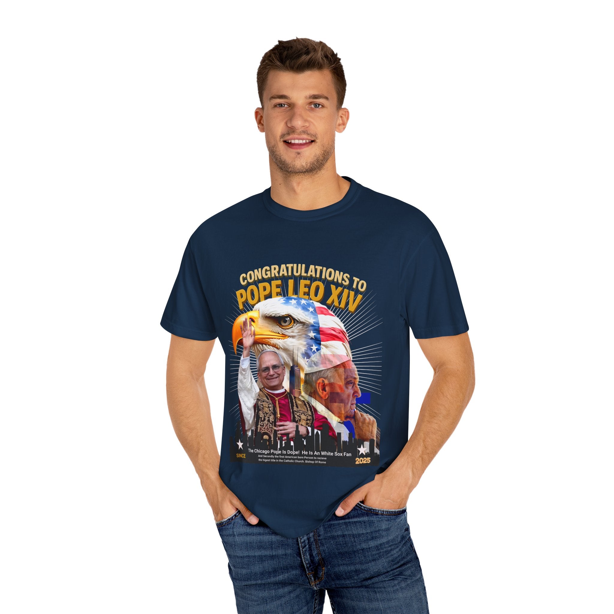 Pope Leo XIV Celebration T-Shirt - Unisex Garment-Dyed Tee - Angel Body